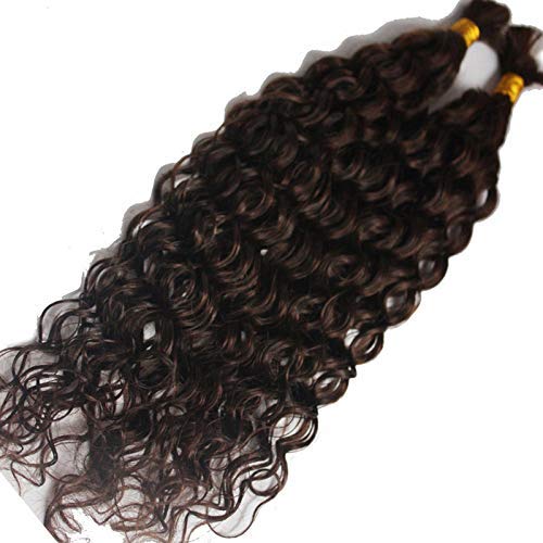 Brazilian Virgin Human Hair Bundles 100g - Deep Curly No Weft Braiding Hair for Weaving (28inch, 1 Bundle, Darkest Brown) - Perfect for Protective Styles, Twist Outs & Natural Hair Extensions