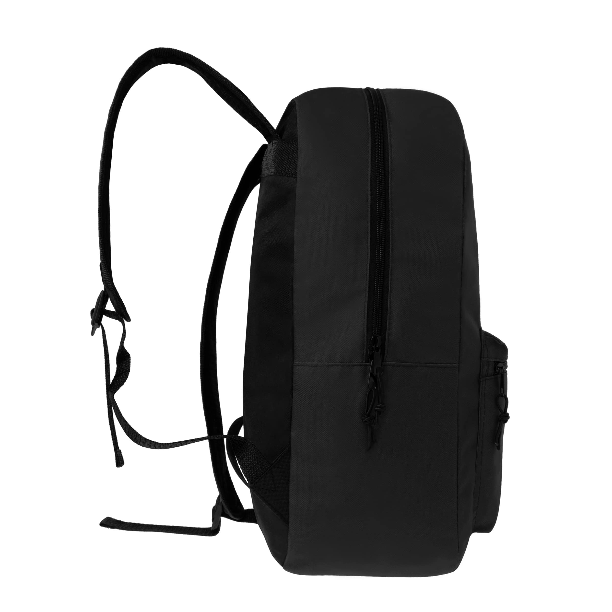 17 Inch Bulk Black Backpacks with 50-Piece Student Supplies Kit - Pens, Pencils, Crayons & More | Wholesale Case of 12 Value Bundle Packs for School, College & Office Use