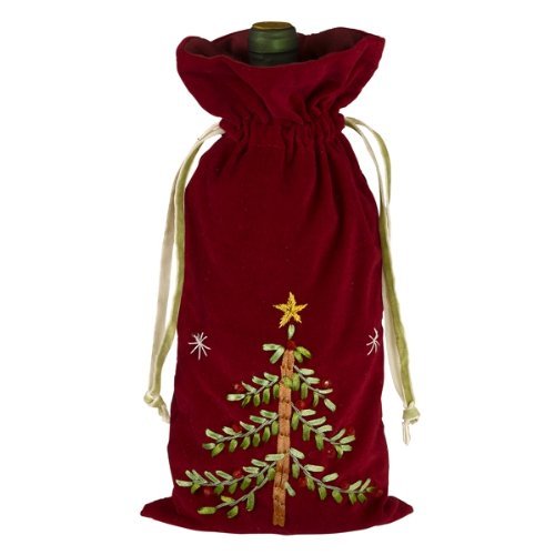 Christmas Wine Gift Bag with Tree Design - Perfect for Holiday Parties, Gifts & Festive Celebrations