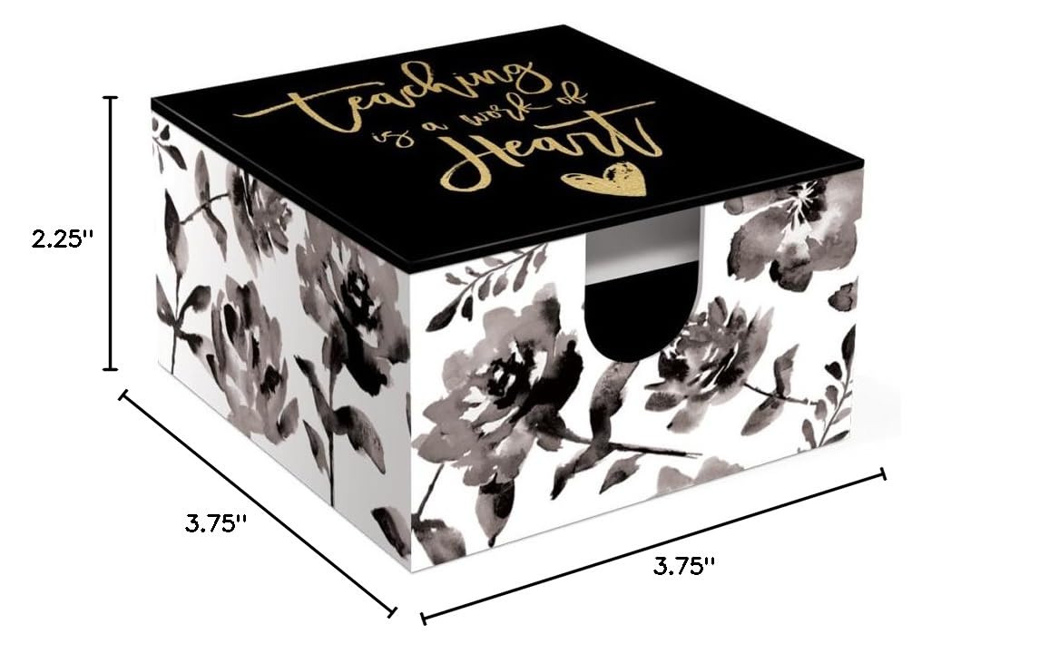 Floral Print Teacher's Memo Box - Grey Organizer for Classroom Notes, Office Supplies & Home Desk Organization (13546) - Perfect for Teachers, Students & Office Professionals