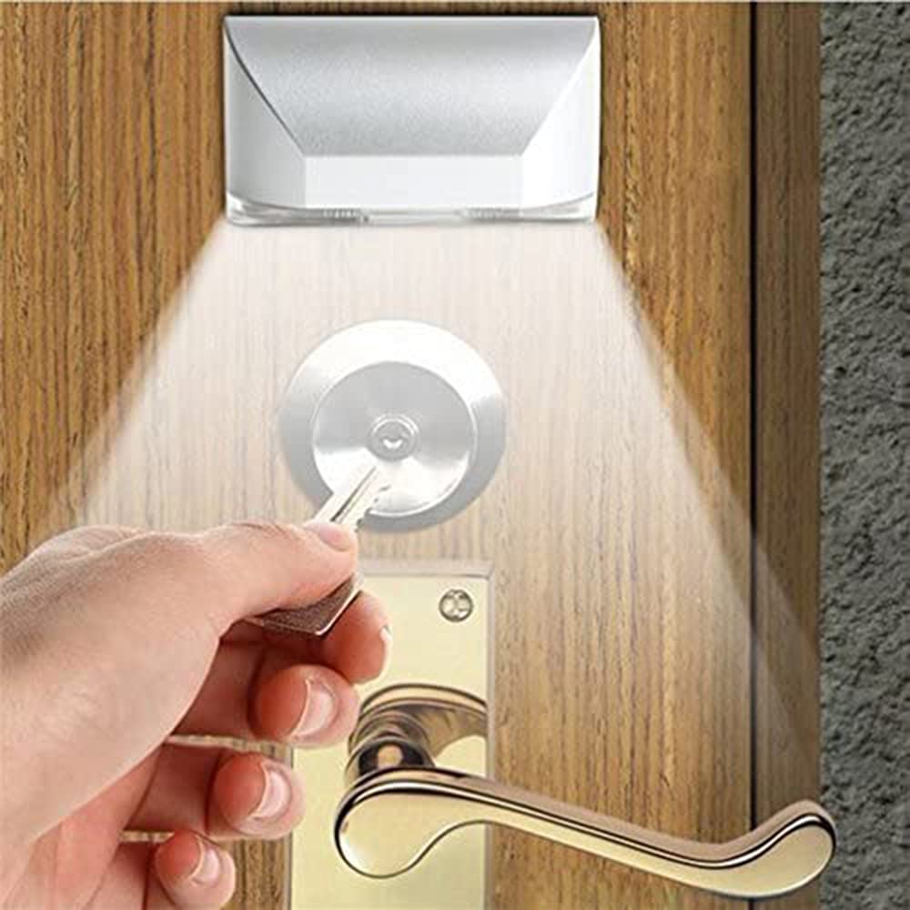 LENMO Battery Operated PIR Motion Sensor Keyhole Light - Wireless Auto Infrared IR Detector with 4 LED Bulbs for Door Lock - Perfect for Nighttime Safety and Easy Keyhole Visibility in Bedrooms, Hallways, and Entryways