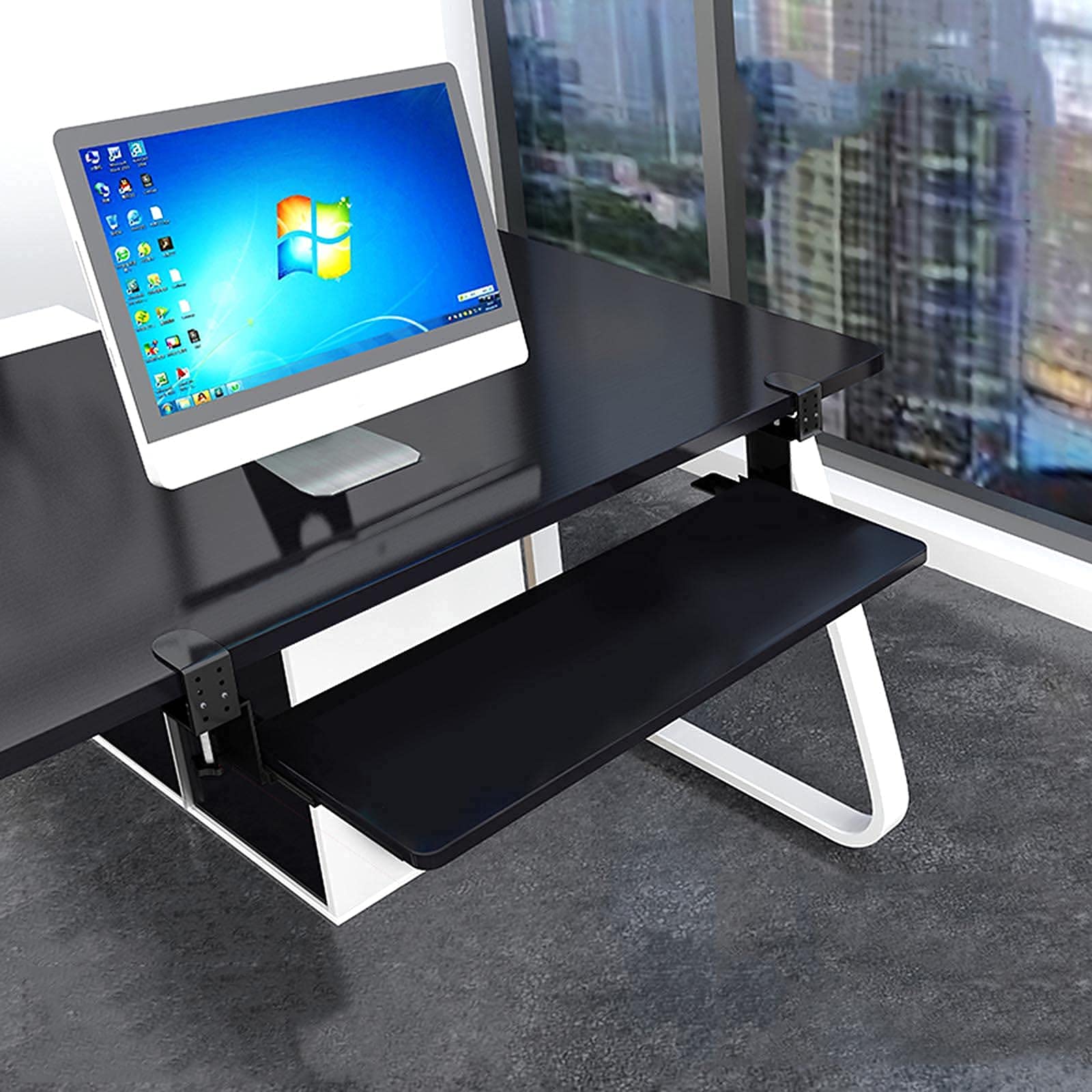 Ergonomic Large Clamp-On Keyboard Tray - Adjustable Under Desk Keyboard Drawer with Extension Bracket & Secure Fixing Clip | Perfect for Home Office, Gaming Setup & Workspace Organization