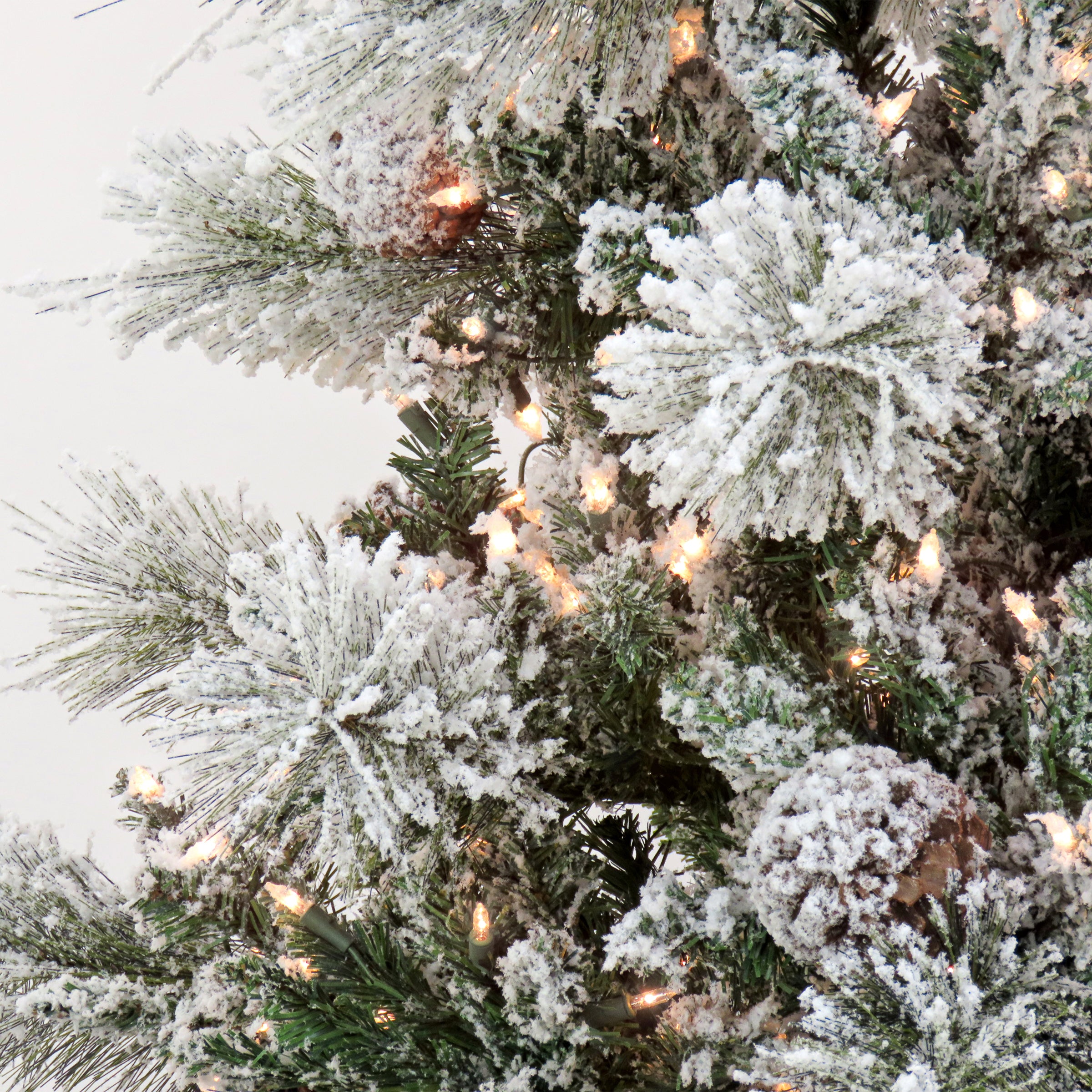 6.5 ft Pre-Lit Snowy Yorkshire Christmas Tree with Clear Incandescent Lights - Perfect for Holiday Home Decor, Living Room, Office & Festive Party Decoration