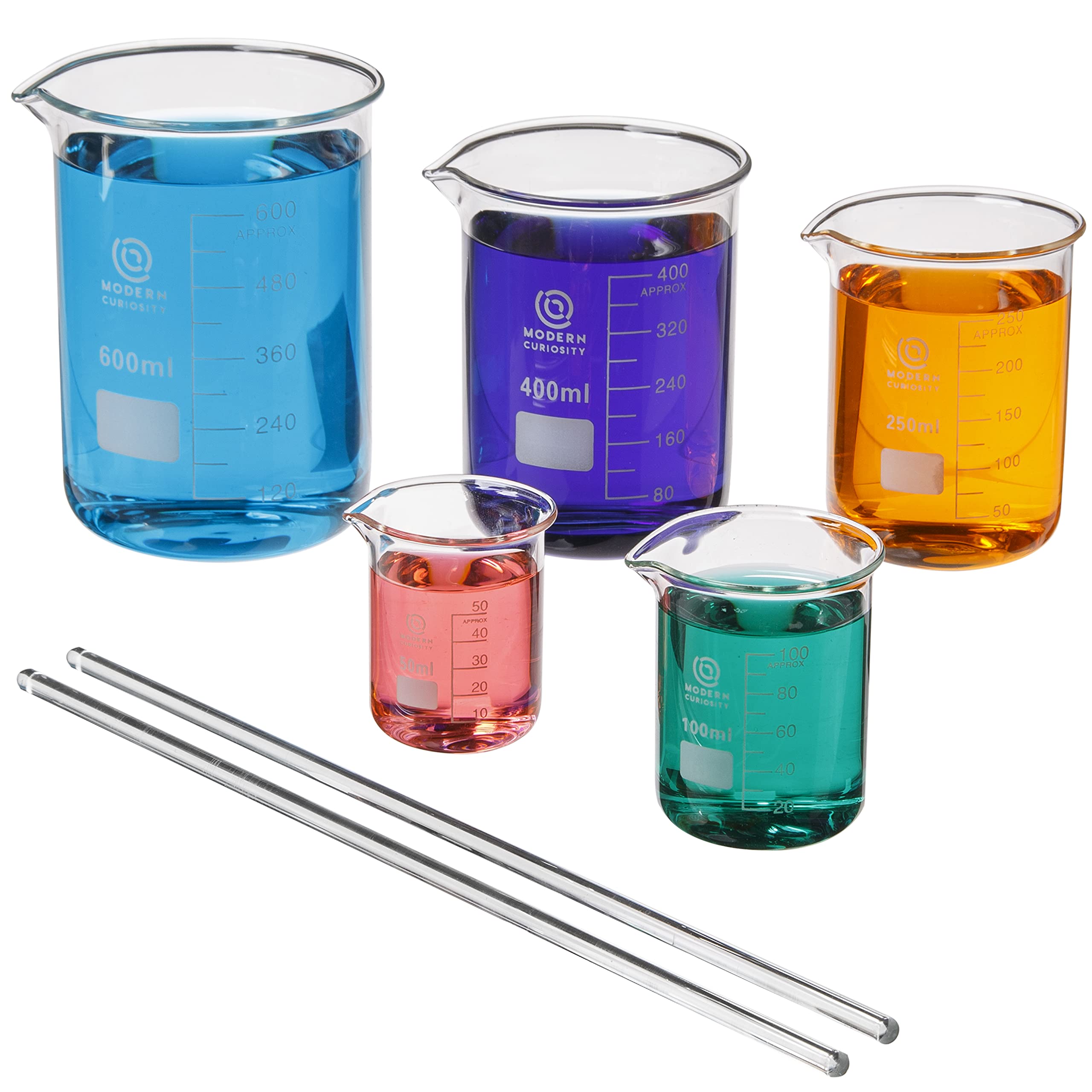 High-Quality Borosilicate Glass Beakers Set (50-600mL, 5-Pack) - Durable Science & Chemistry Lab Equipment for Education, Research, and Industrial Use in Academic Labs and Classrooms