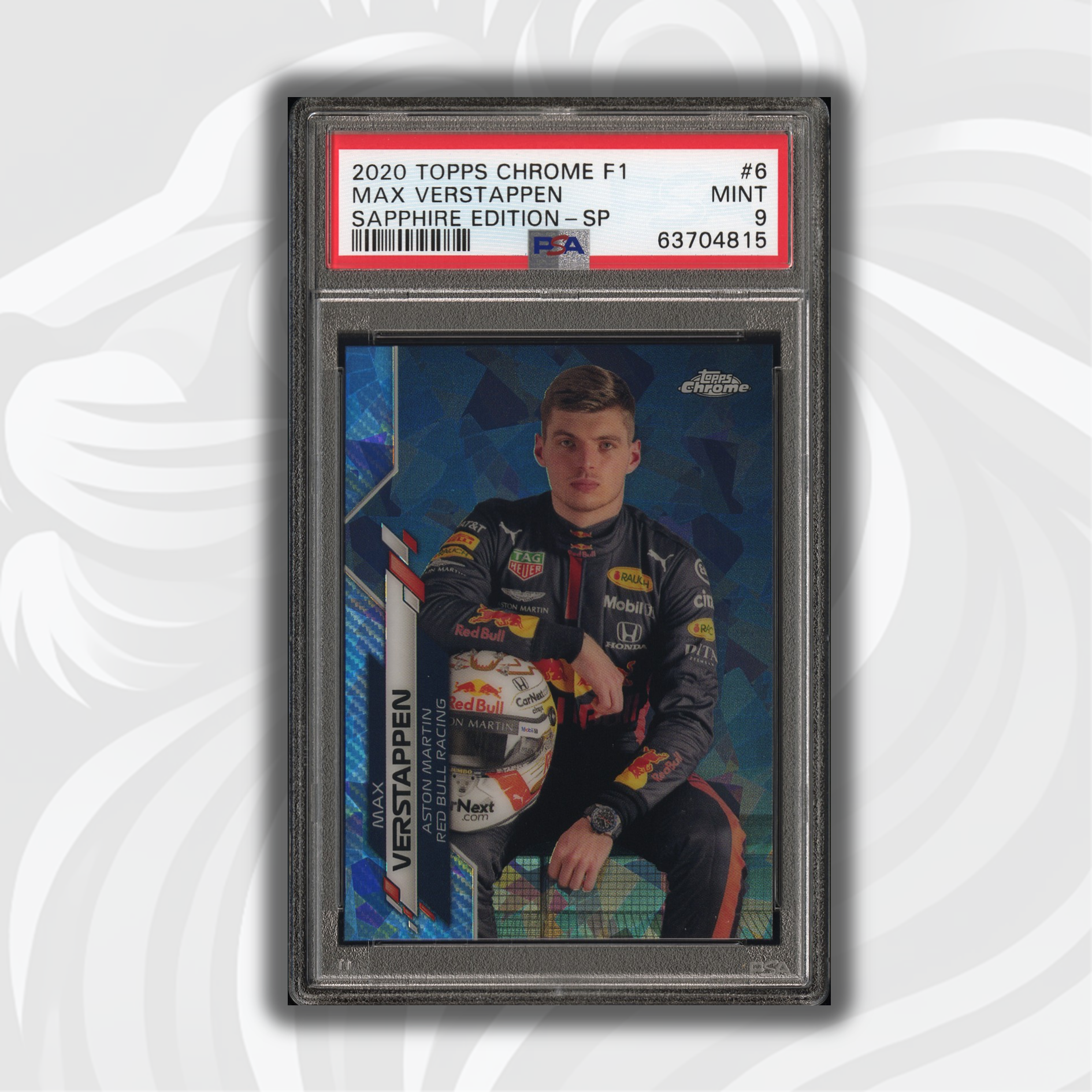 PSA 9 Graded Max Verstappen SP Sapphire Edition Image Variation #6 - Rare Collectible Trading Card for F1 Fans & Sports Memorabilia Enthusiasts