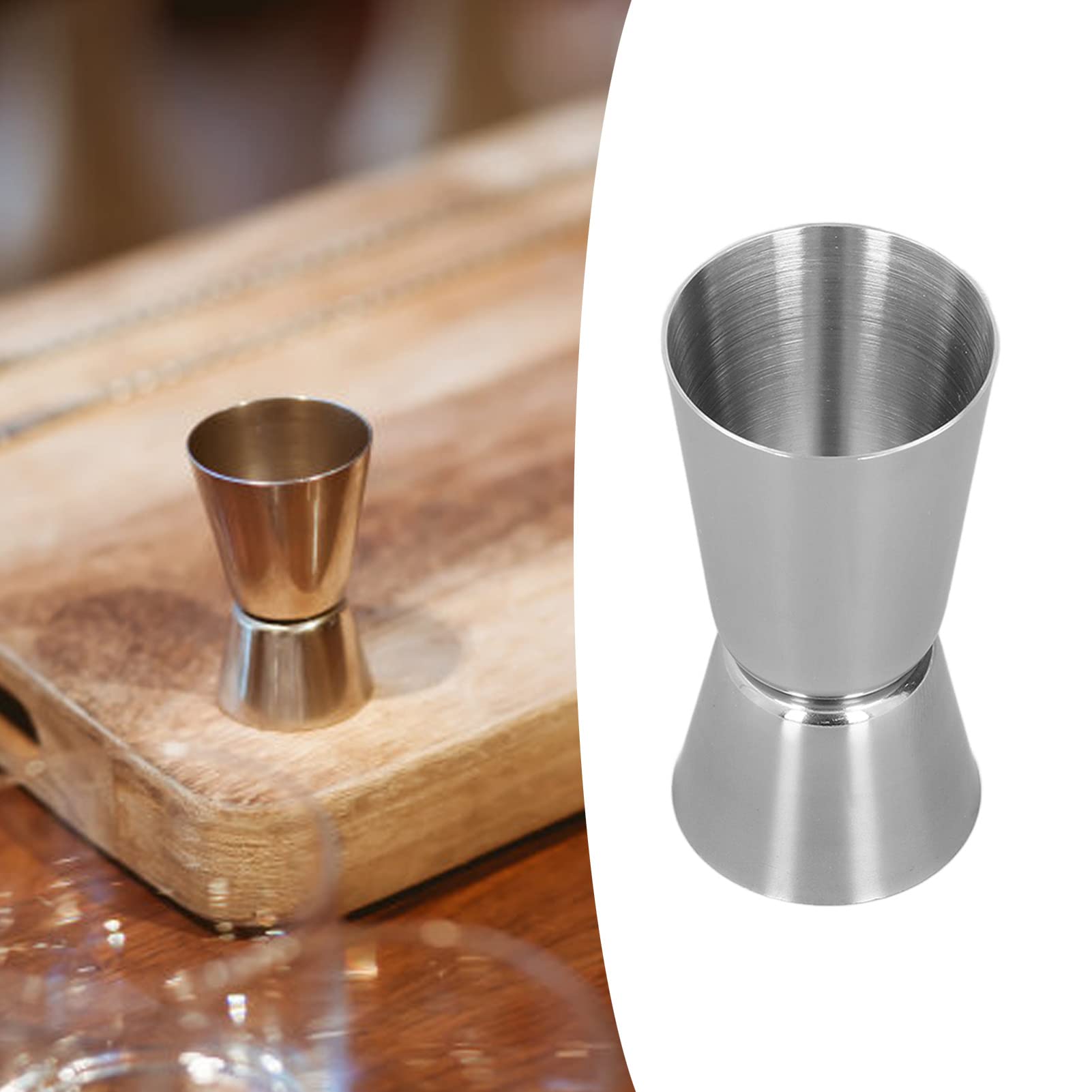Premium Stainless Steel Double Jigger Cocktail Measuring Cup - 1.7oz & 0.85oz Bartending Tool for Mixing Drinks - Professional Barware with Thickened Design & Mirror Polish - Perfect for Home Bars, Cocktail Parties & Bartender Training
