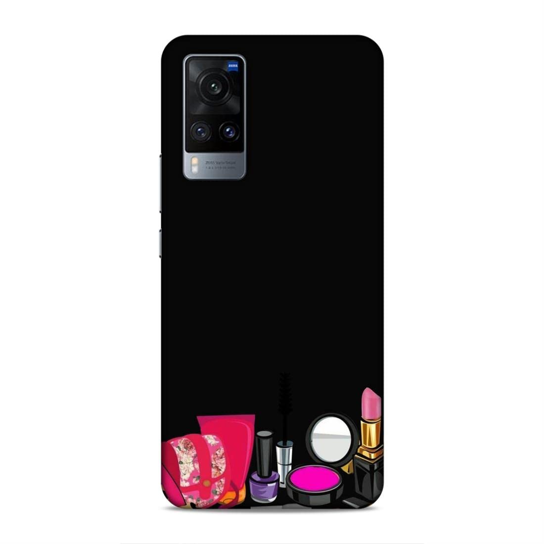 LETAPS® Printed Hard Phone Case for vivo X60 - Stylish Mirror & Lipstick Holder | Trendy Girly Makeup Design | Perfect for Everyday Use, Selfies & Makeup Touch-Ups