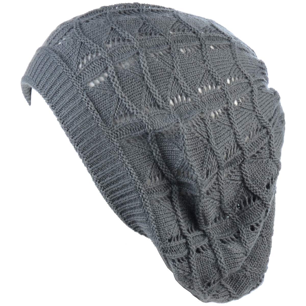 Women's Knit Beanie Beret Hat - Lightweight Fashion Winter Accessory with Crochet Cutouts for Casual Outfits, Street Style & Cold Weather Protection