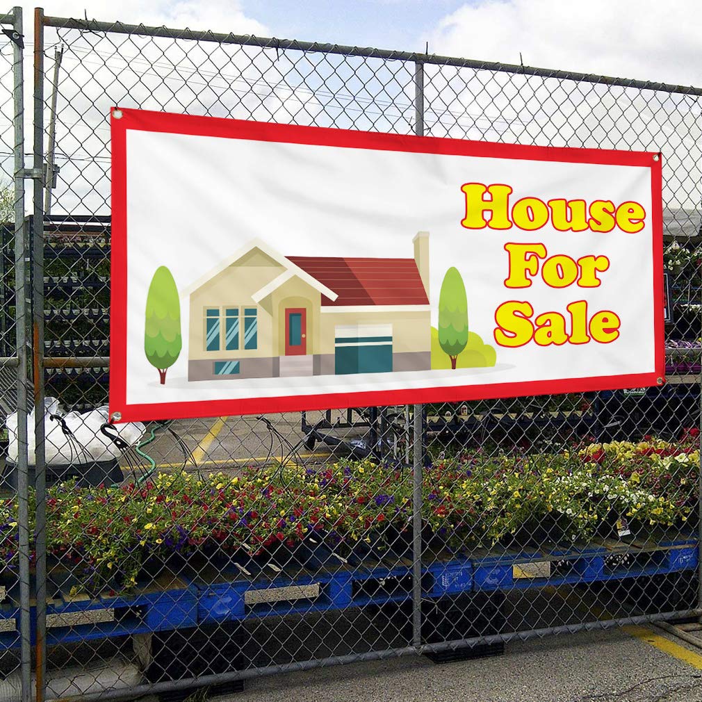 Custom Vinyl Banner for Sale - Durable Outdoor Weatherproof House Advertising Sign with 10 Grommets (60x144 Inches) - Perfect for Real Estate Yard Signs, Business Promotion & Event Displays