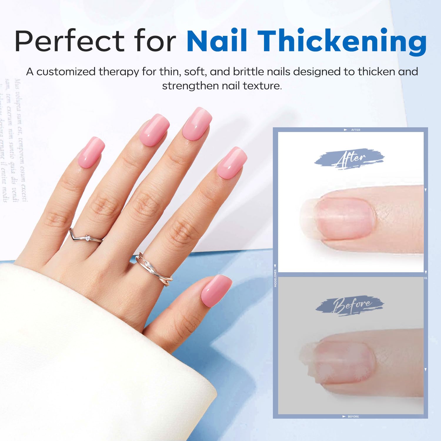 Modelones Clear Rubber Base Gel Nail Polish - Strengthening Builder Gel for Thin Weak Nails, Apex Building & Long-Lasting Protection - Soak Off UV LED Gel for Nail Enhancement (Perfect for Salon Use & DIY Manicures at Home)