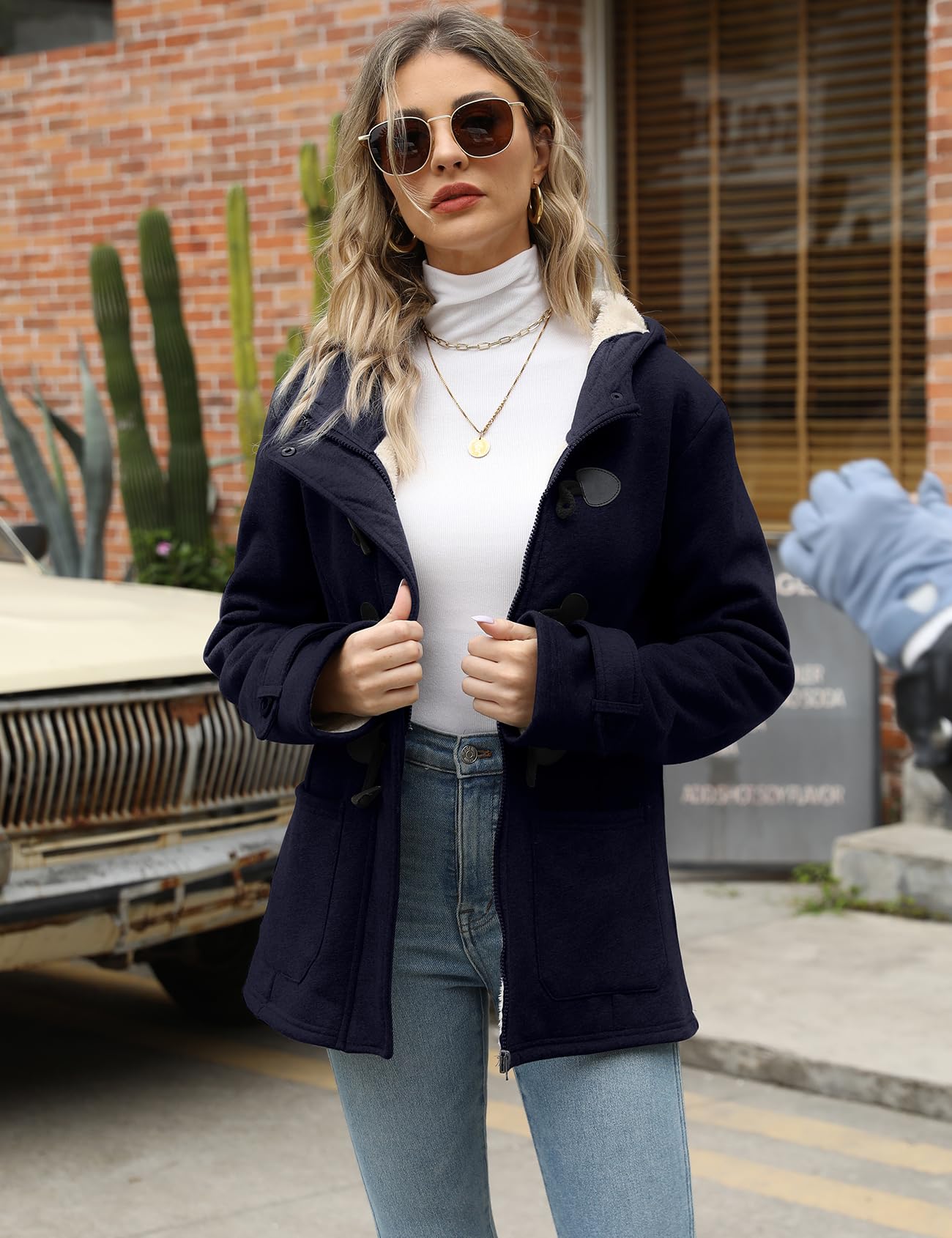 Women's Sherpa Lined Winter Jacket - Warm Fleece Hooded Duffle Coat with Toggle Closure | Cozy Outerwear for Cold Weather, Snow Activities & Casual Wear