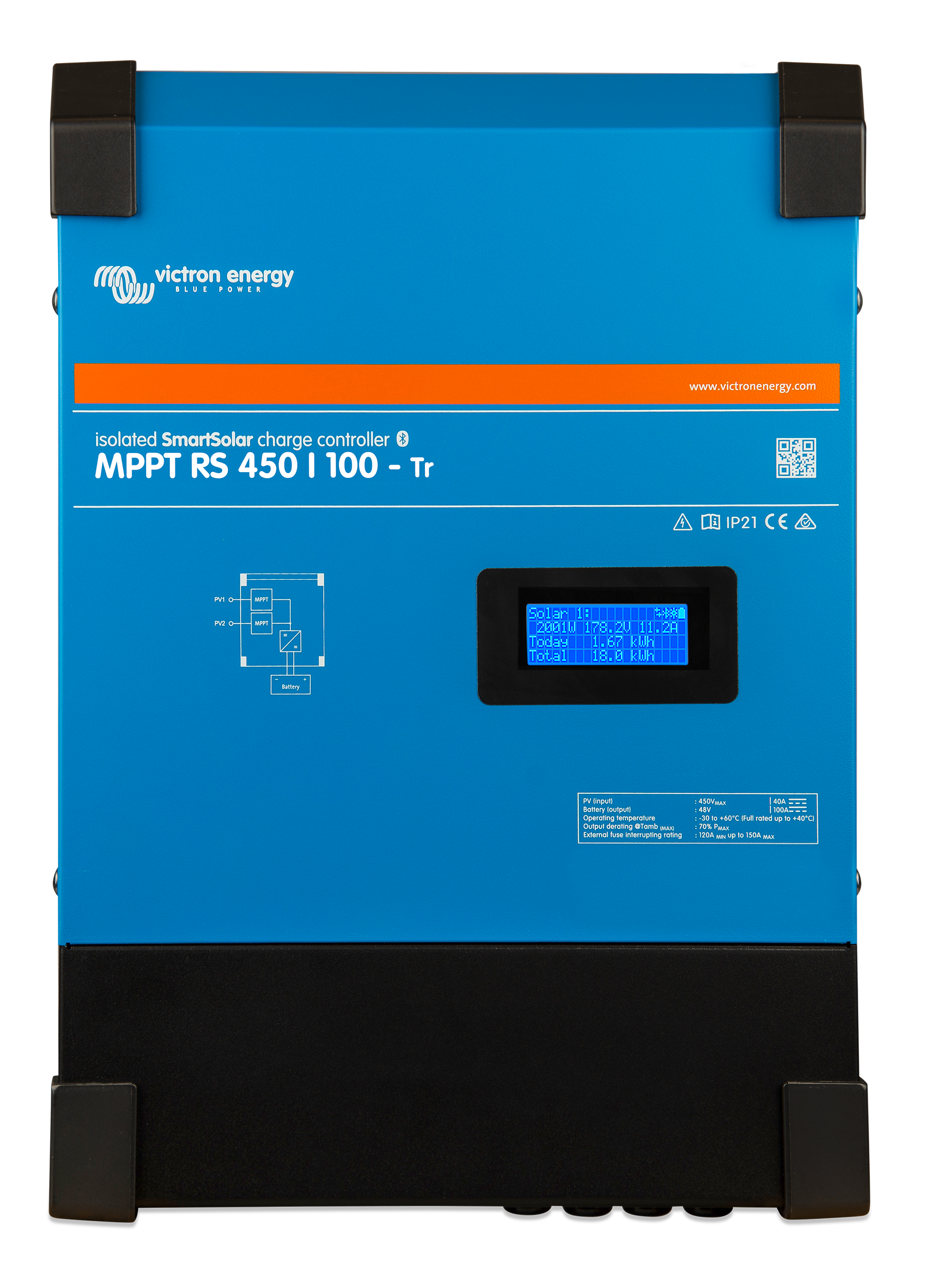 Victron Energy SmartSolar MPPT RS 450/200 Tr Solar Charge Controller - 200A 450V High Efficiency MPPT Regulator for Off-Grid Solar Systems | Perfect for RV, Marine, and Home Solar Power Installations