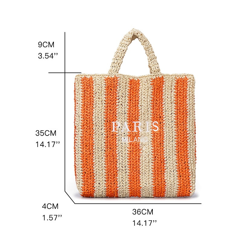 Stylish Women's Striped Straw Handbags - Trendy Summer Beach Tote for Vacation, Shopping & Outdoor Activities