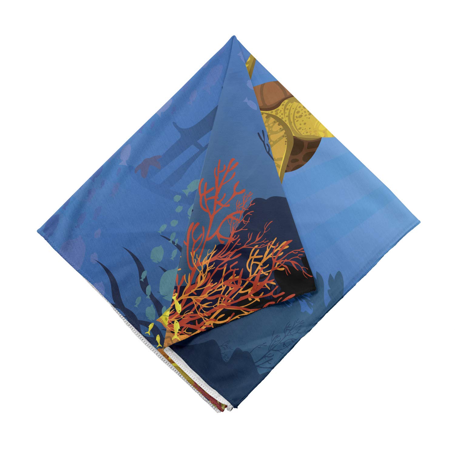 Ambesonne Ocean Bandana - Coral Reef Fish Turtle Print Unisex Head & Neck Scarf for Men Women - Beach, Surfing, Hiking, Outdoor Activities