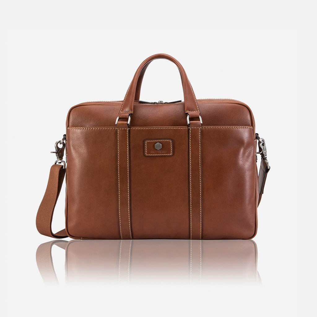 Jekyll & Hide Montana Slim Laptop Briefcase for Men | Professional 15.6 Inch Business Messenger Bag | Durable Leather Computer Briefcase for Work, Office & Travel | Colt