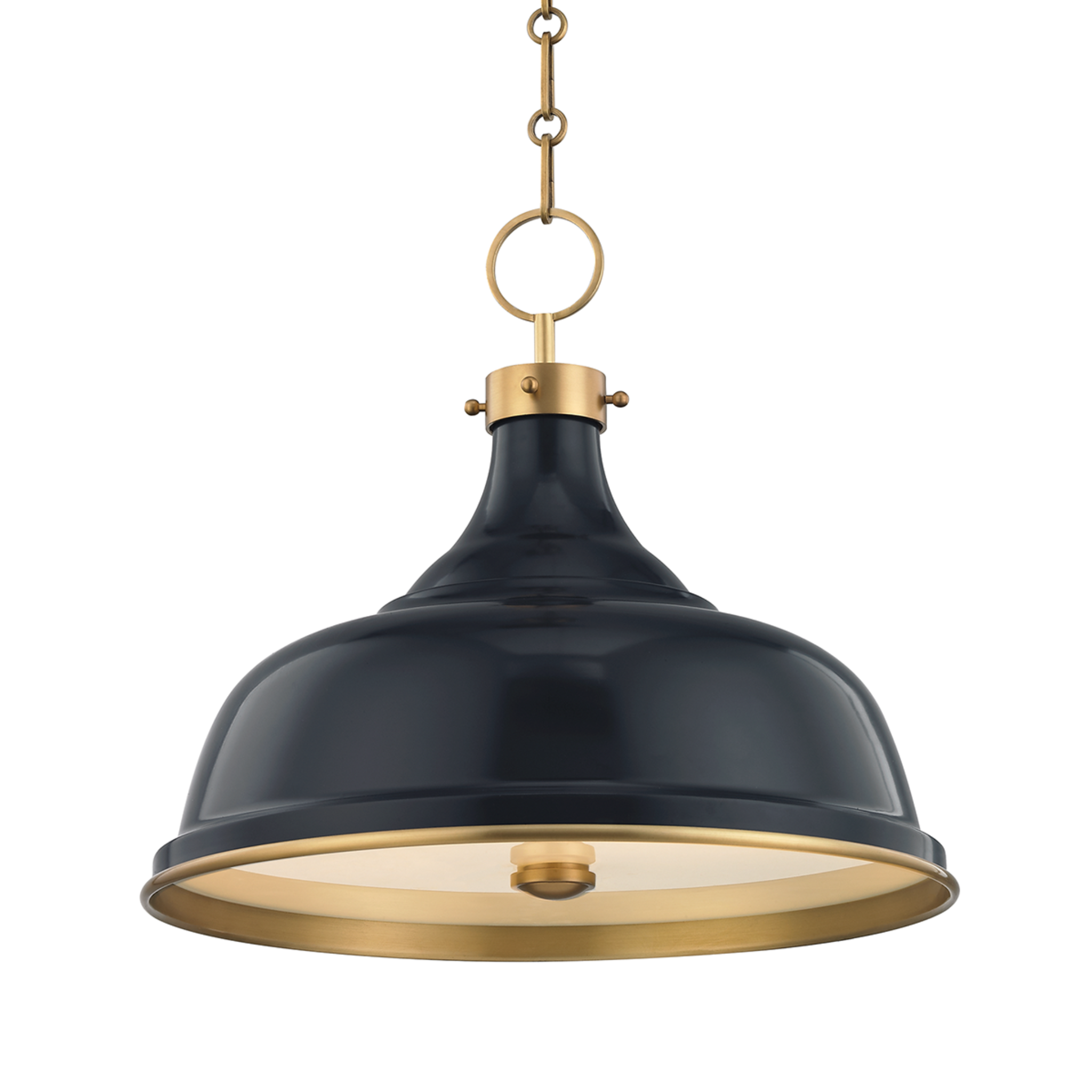 Vintage Aged Brass and Darkest Blue Painted No. 1 Pendant Light Fixture - Perfect for Farmhouse, Industrial, or Rustic Home Decor Lighting