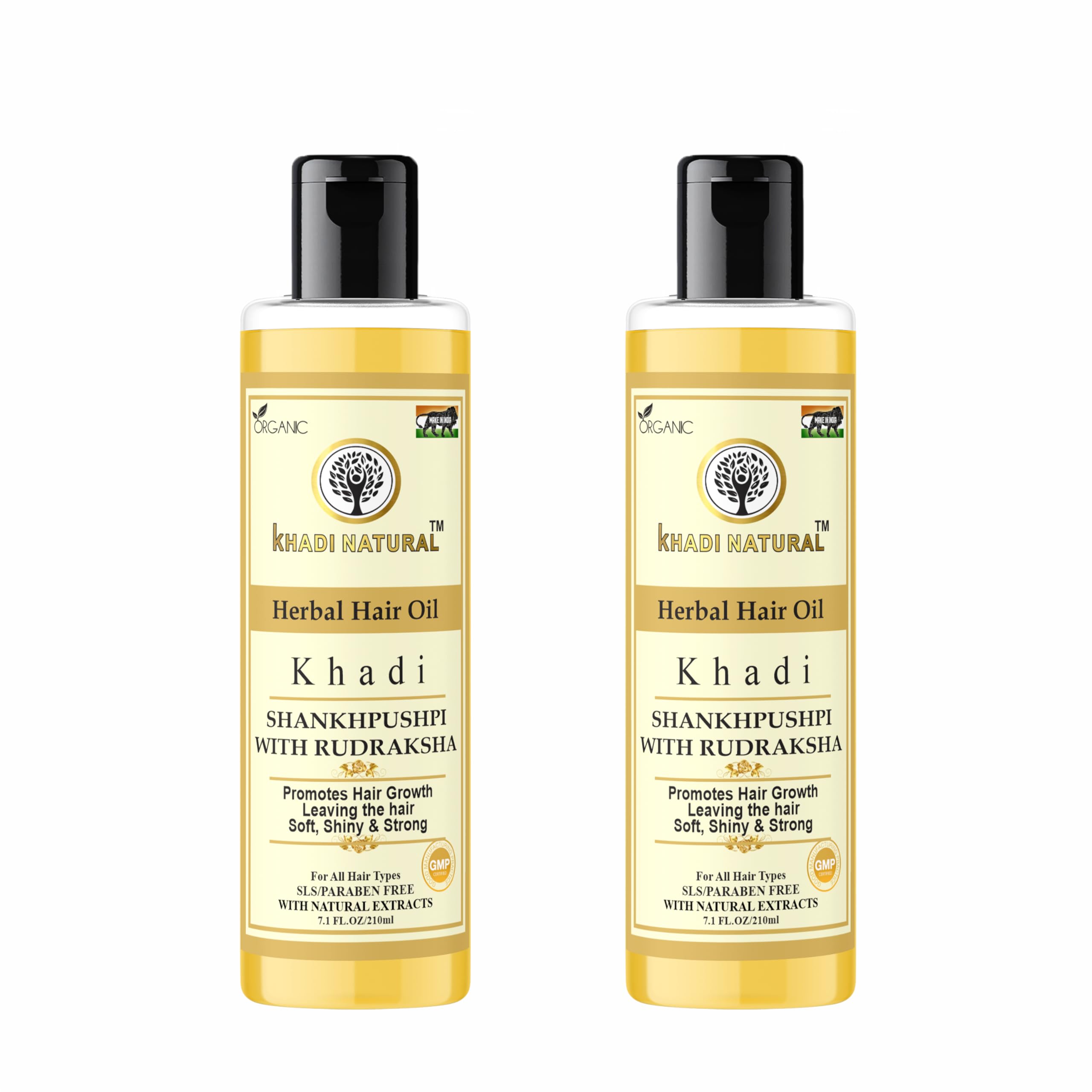 Khadi Natural Herbal Shankhpushpi with Rudraksha Hair Oil 210ml - Ayurvedic Hair Treatment for Strength, Shine & Growth - Nourishing & Revitalizing Hair Care Solution - Perfect for Dry, Damaged Hair & Scalp Health - Pack of 2 Bottles