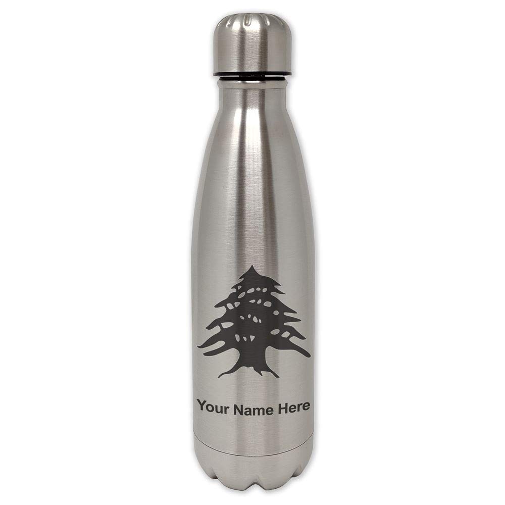 LaserGram Stainless Steel Water Bottle - Personalized Engraved Lebanese Flag Design | Insulated Single Wall Travel Bottle for Gym, Hiking & Everyday Use