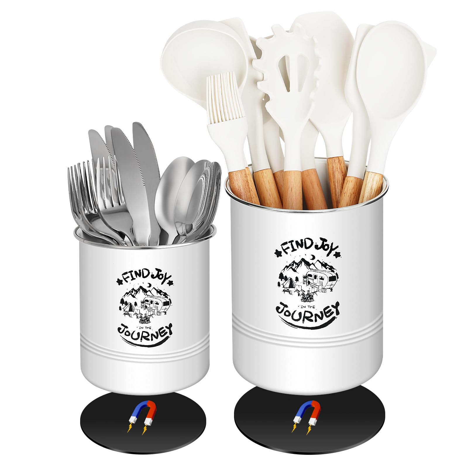 Magnetic RV Utensil Holder 2 Pack - Strong Magnetic Kitchen Organizer for Campers, RVs & Travel Trailers - Essential RV Storage Accessories for Spoons, Forks & Cooking Tools - Perfect for Road Trips & Outdoor Adventures