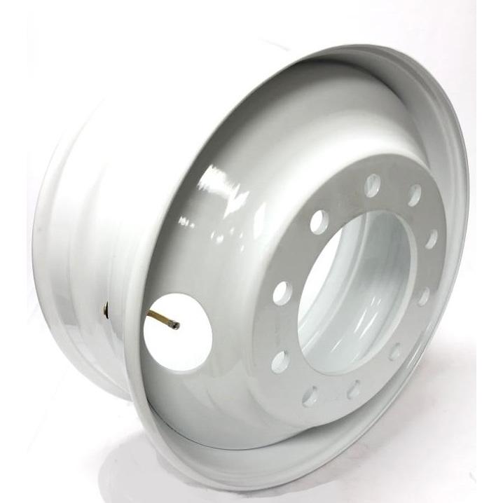 22.5 x 8.25 Inch White Steel Truck Wheel - 10 Bolt Stud Pilot Design with 2 Hand Holes | Heavy Duty Semi Truck & Trailer Replacement Wheel for Commercial Vehicles