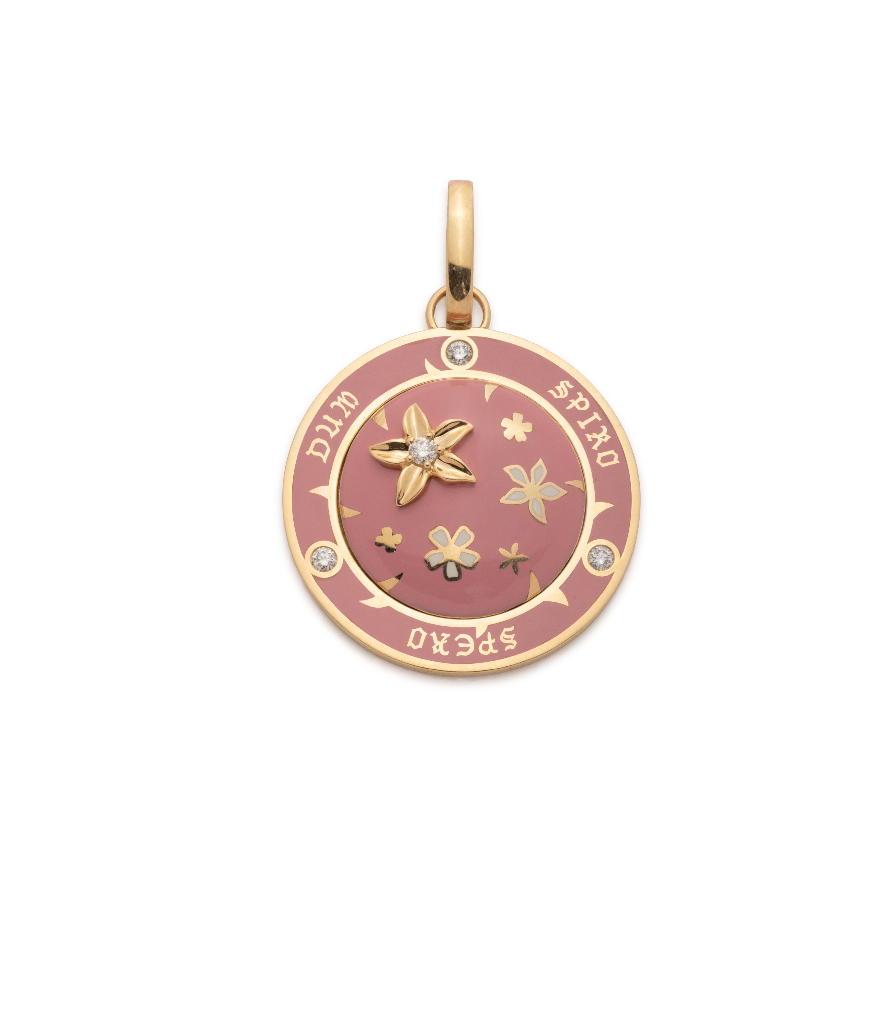 Resilience Large Ceramic Medallion Pendant - 18K Yellow Gold with Diamond Accents & Annex Link Chain | Elegant Jewelry Gift for Women, Perfect for Weddings & Special Occasions