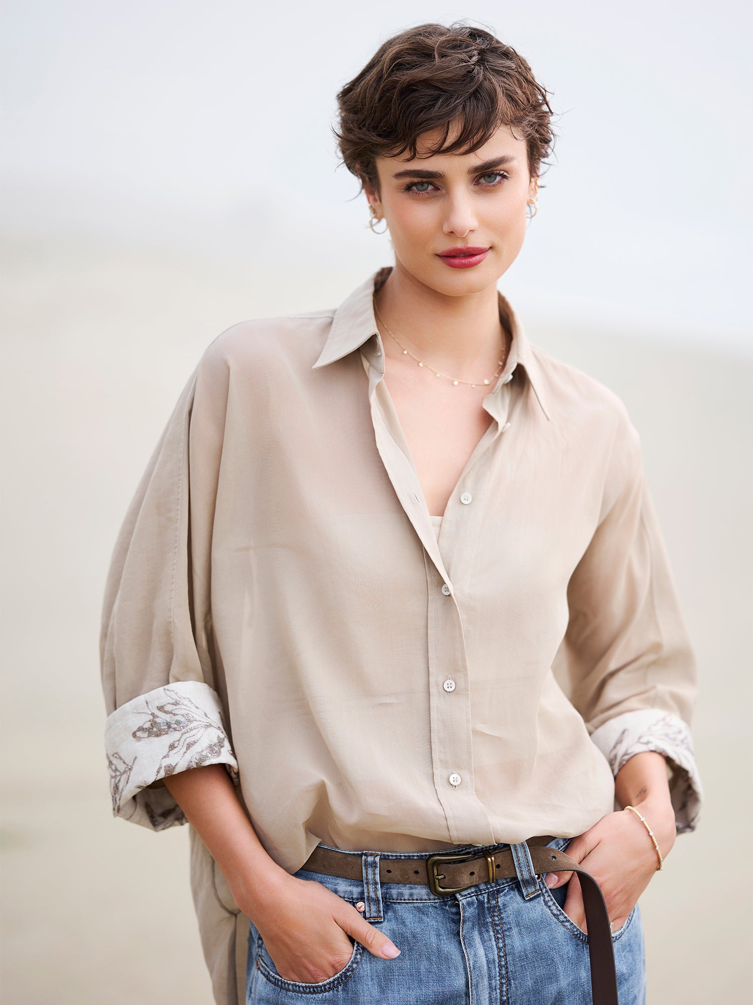 Elegant Organza Embroidered Cuff Blouse for Women | Formal & Party Wear | Perfect for Weddings, Office & Special Occasions
