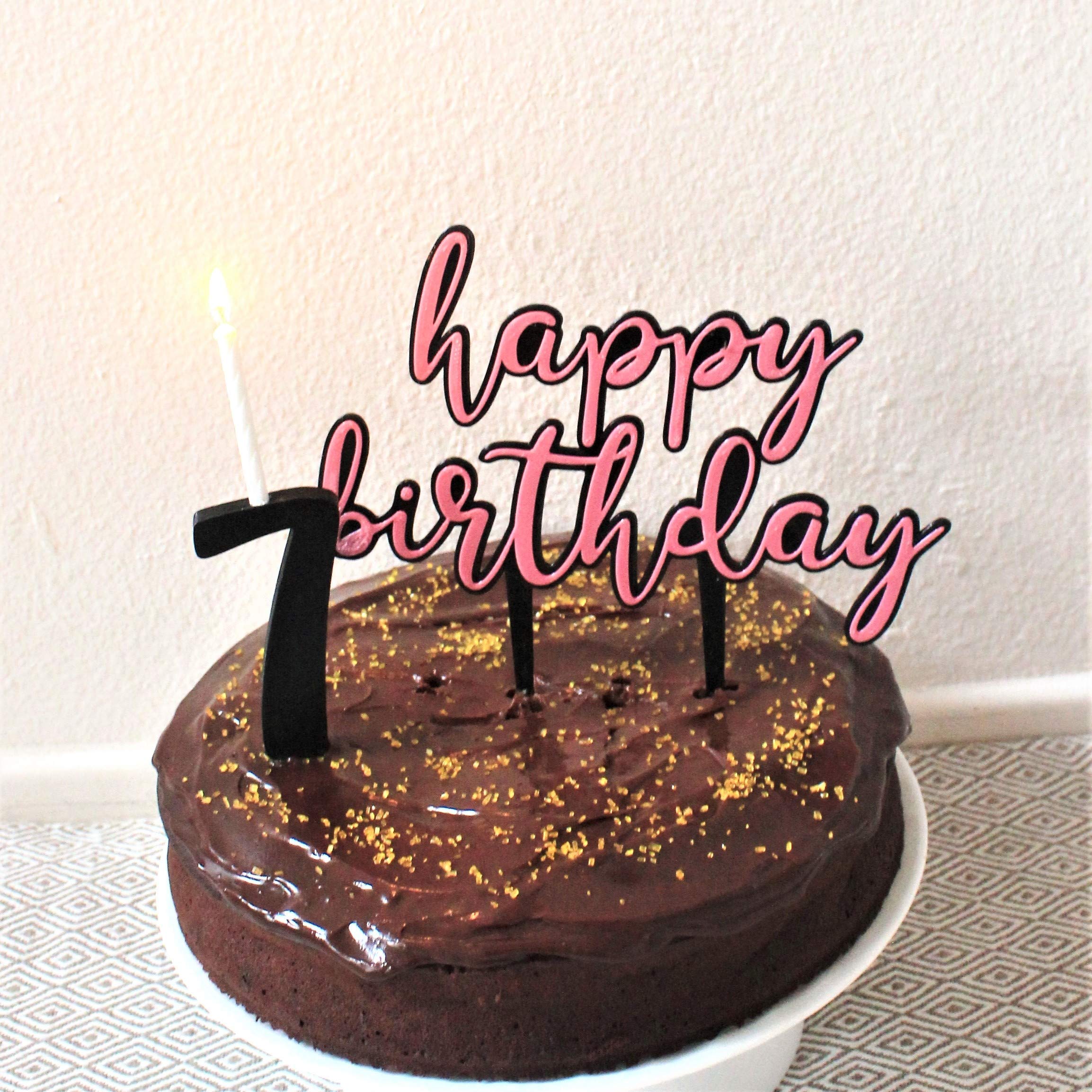 Custom Happy Birthday Cake Topper - Elegant Calligraphy Font - Choose Your Colors - Perfect for Birthday Parties, Weddings & Anniversary Celebrations