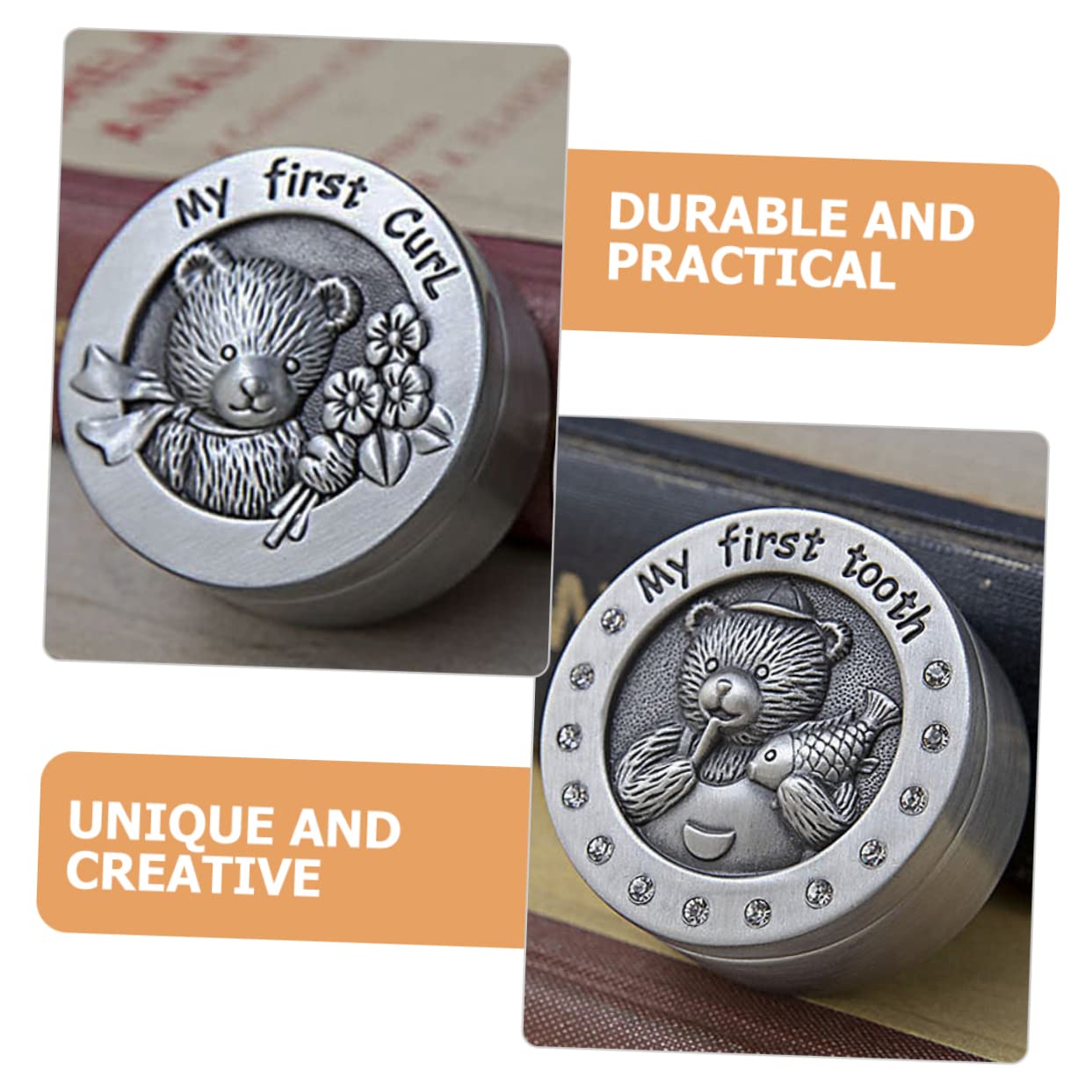 Metal Keepsake Box for Baby Teeth - First Birthday & Baby Shower Memory Organizer, Toddler Tooth Fairy Storage Holder with Silver Design - Perfect for Collecting Milestones & Preserving Childhood Memories