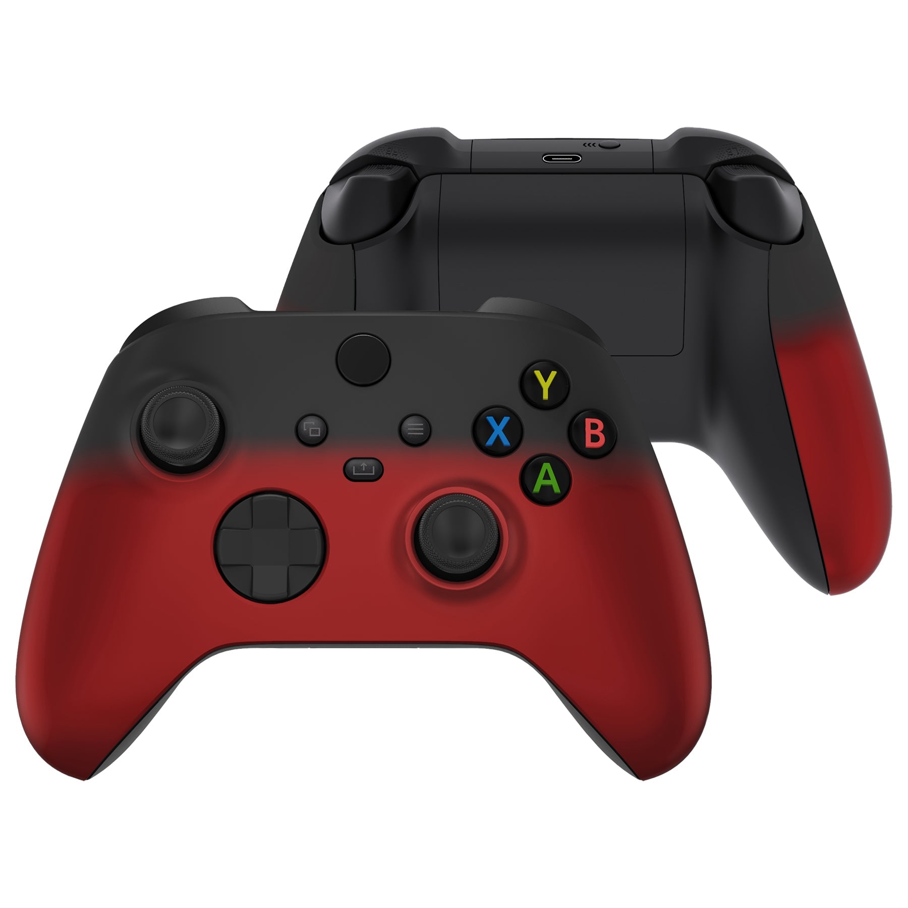 eXtremeRate Replacement Front Housing Shell with Side Rails Panels for Xbox Series X & S Controller - Shadow Red | Custom Gaming Controller Parts for Enhanced Gameplay Experience