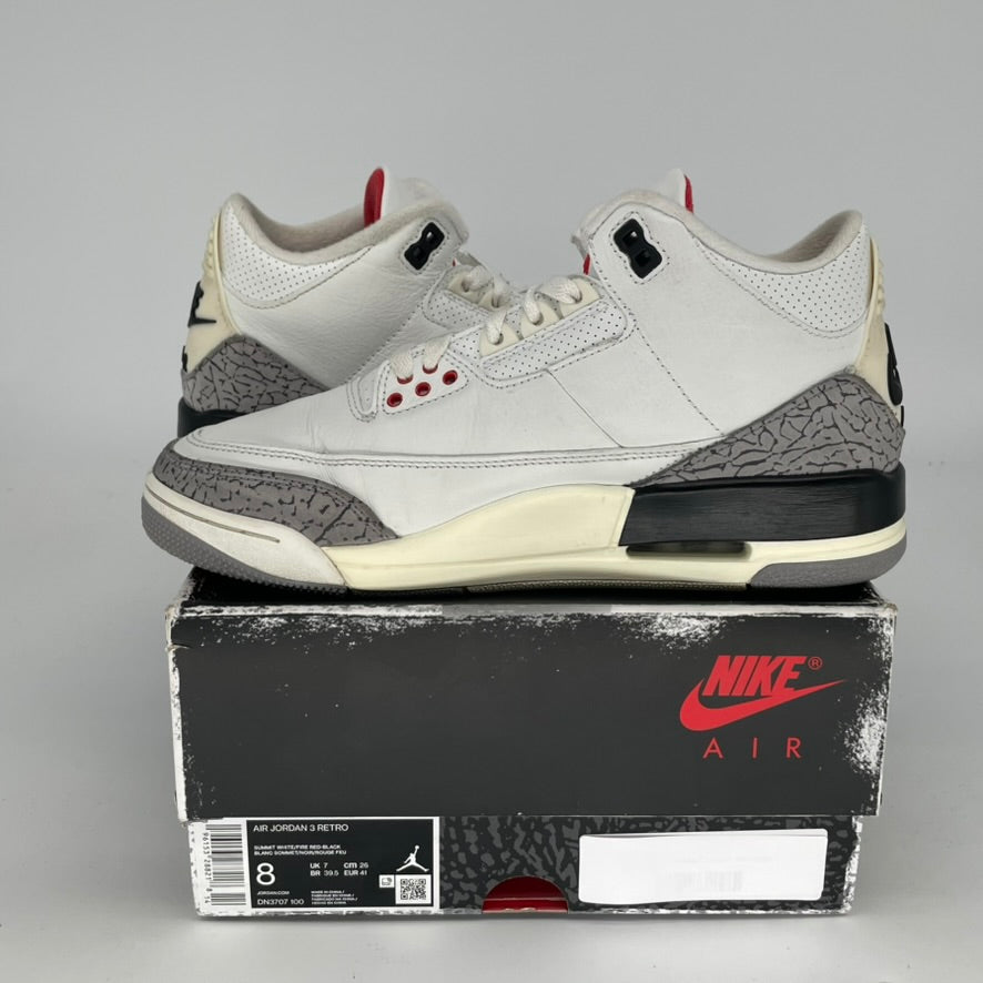 Original Air Jordan 3 White Cement Reimagined Retro Sneakers - Men's Size 8 / Women's Size 9.5W (DN3707-100) - Authentic Basketball Shoes for Streetwear & Casual Outfits