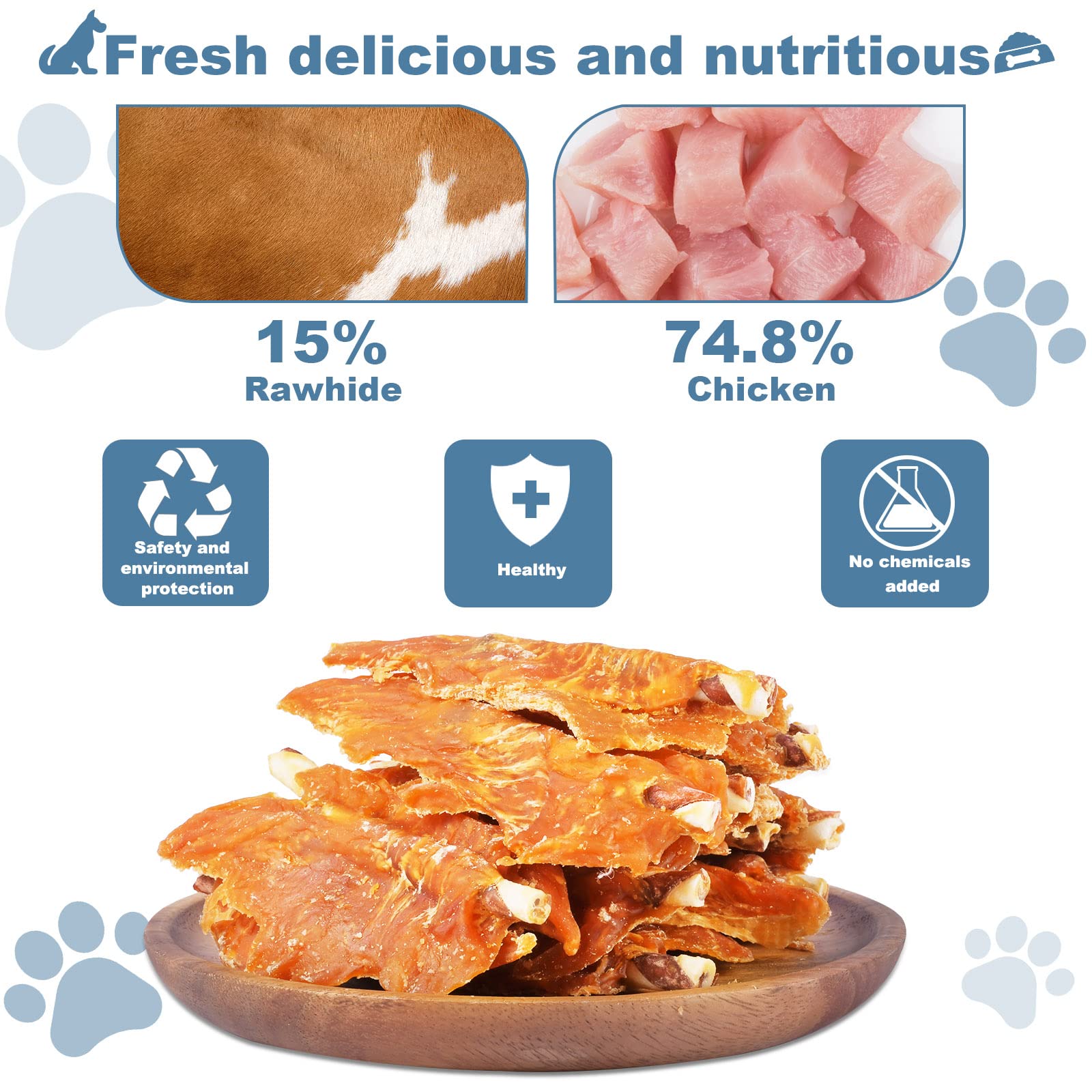 Premium Chicken Jerky & Rawhide Sticks for Puppy Training - Natural Dog Chews & Treats, 0.5lb/227g - Perfect for Obedience Training & Teething Relief