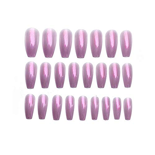 24pcs Ballerina Extra Long Press On Nails - Purple Aurora Coffin Fake Nails for DIY Manicure | Full Cover False Nails for Parties, Weddings & Special Occasions