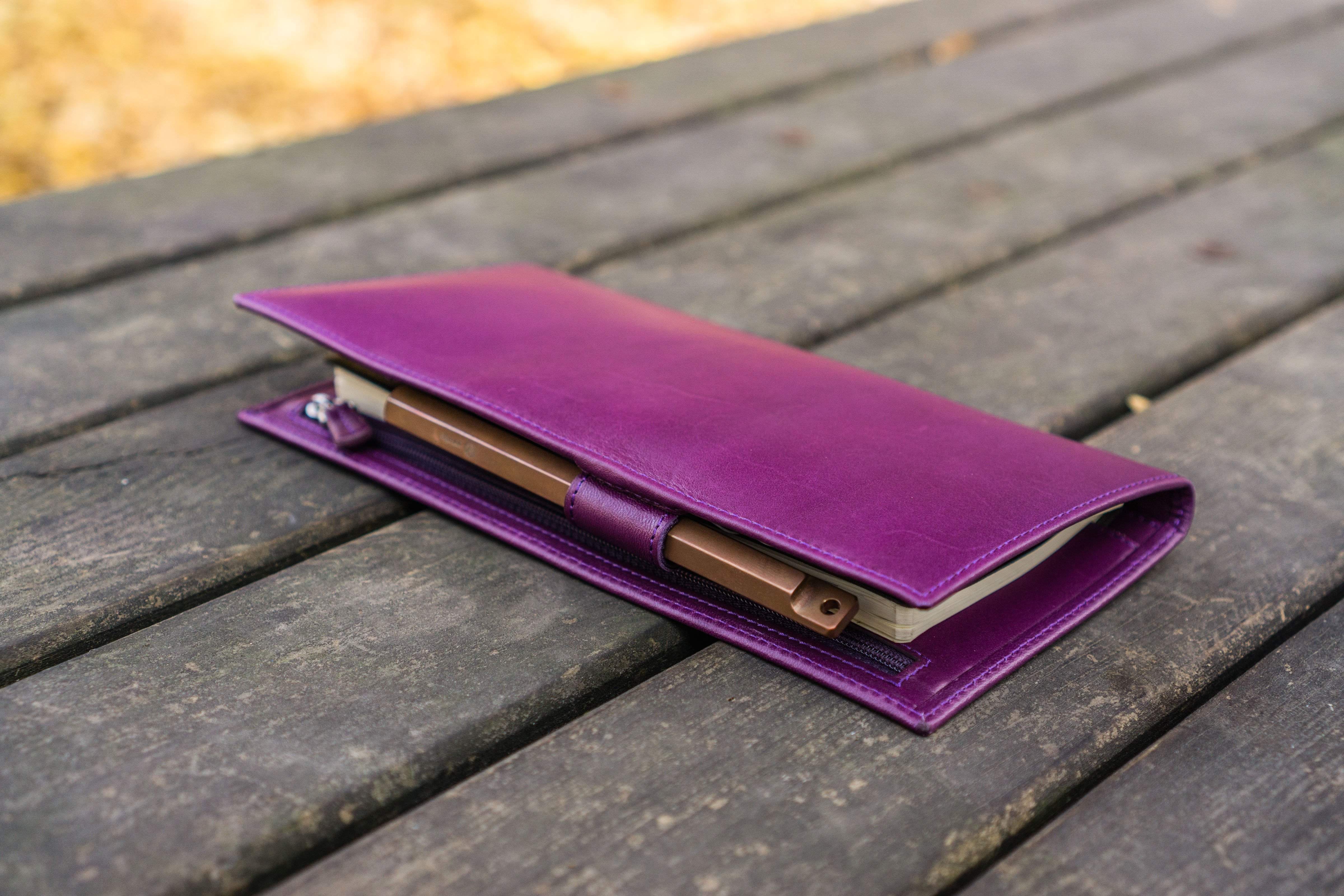 Premium Purple Leather Hobo Weeks Cover - Durable & Stylish Planner Protector for Daily Use, Work, and Travel