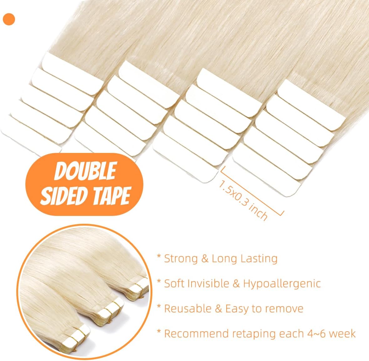 Seamless Skin Weft Tape for Human Hair Extensions - Invisible Hair Integration for Natural Look | Perfect for Daily Wear, Special Occasions & Styling