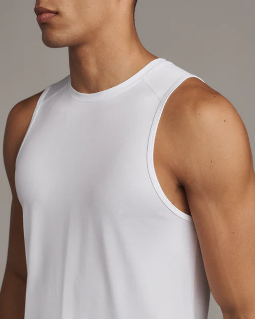 Rhone Men's Performance Atmosphere Tank Top - Breathable & Moisture-Wicking Workout Shirt for Running & Gym | White Athletic Top for Men