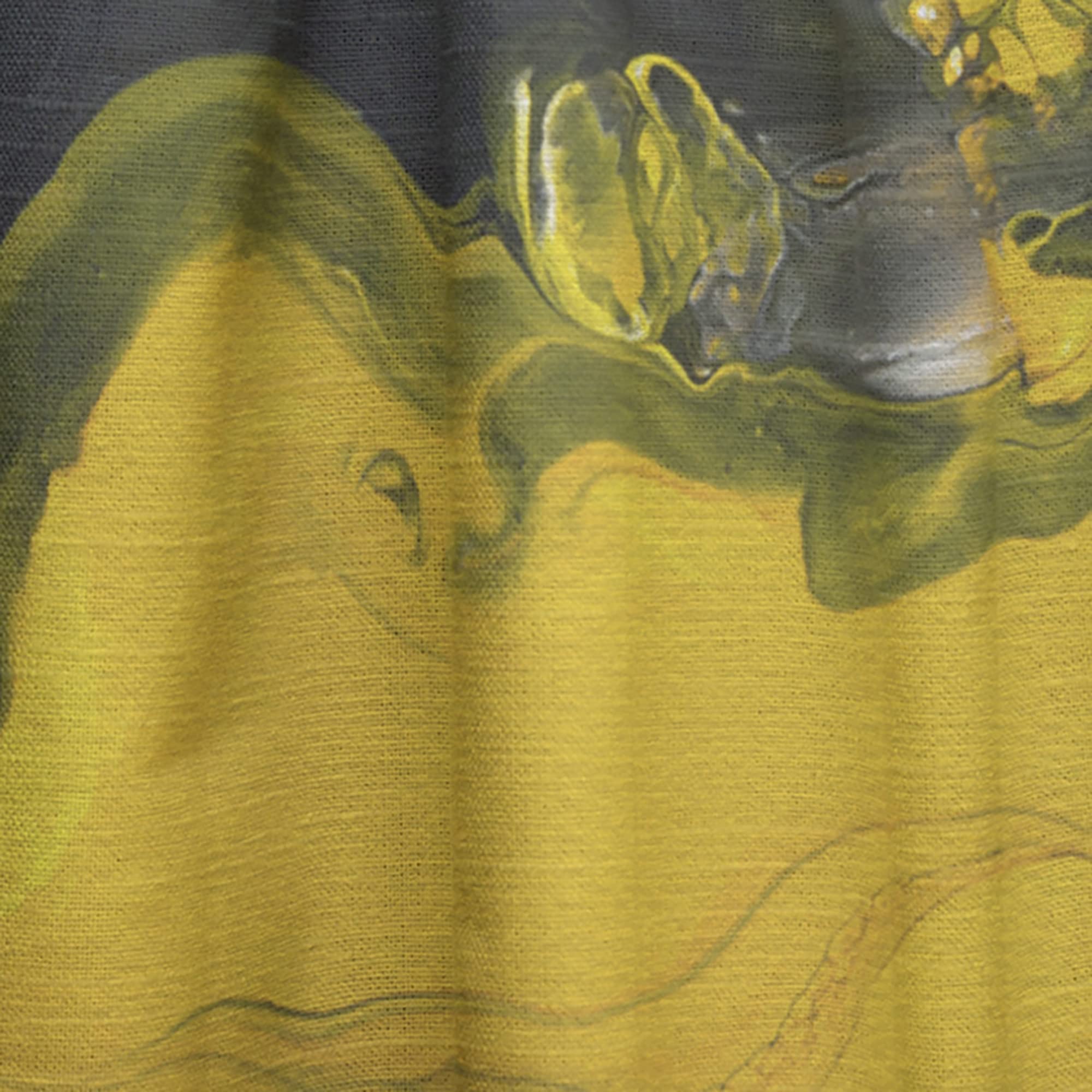 White, Black & Yellow Marbled Acrylic Painting Thermal Insulated Curtains - Single Panel 52x63 - Elegant Window Drapes for Bedroom & Living Room Decor | Perfect for Home, Office & Apartment