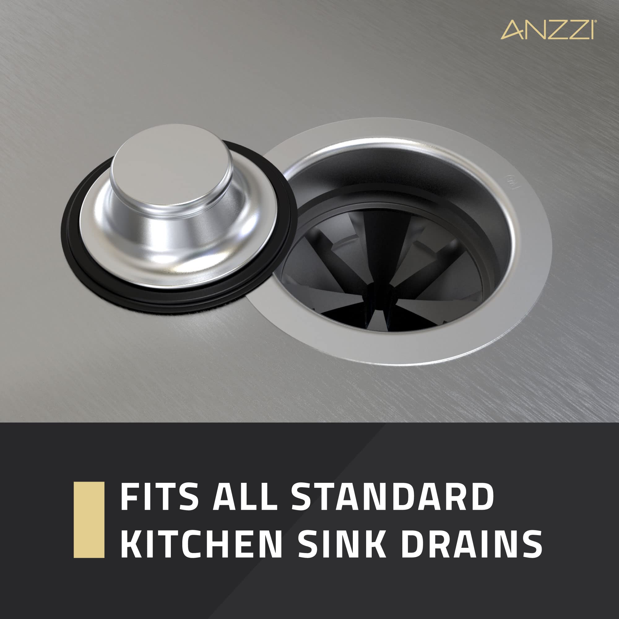 ANZZI MEDUSA 3/4 HP Continuous Feed Compact Undersink Garbage Disposal with Pre-installed Power Cord - Black Finish | Quiet & Powerful Kitchen Waste Disposer for Homes & Restaurants | GD-AZ234