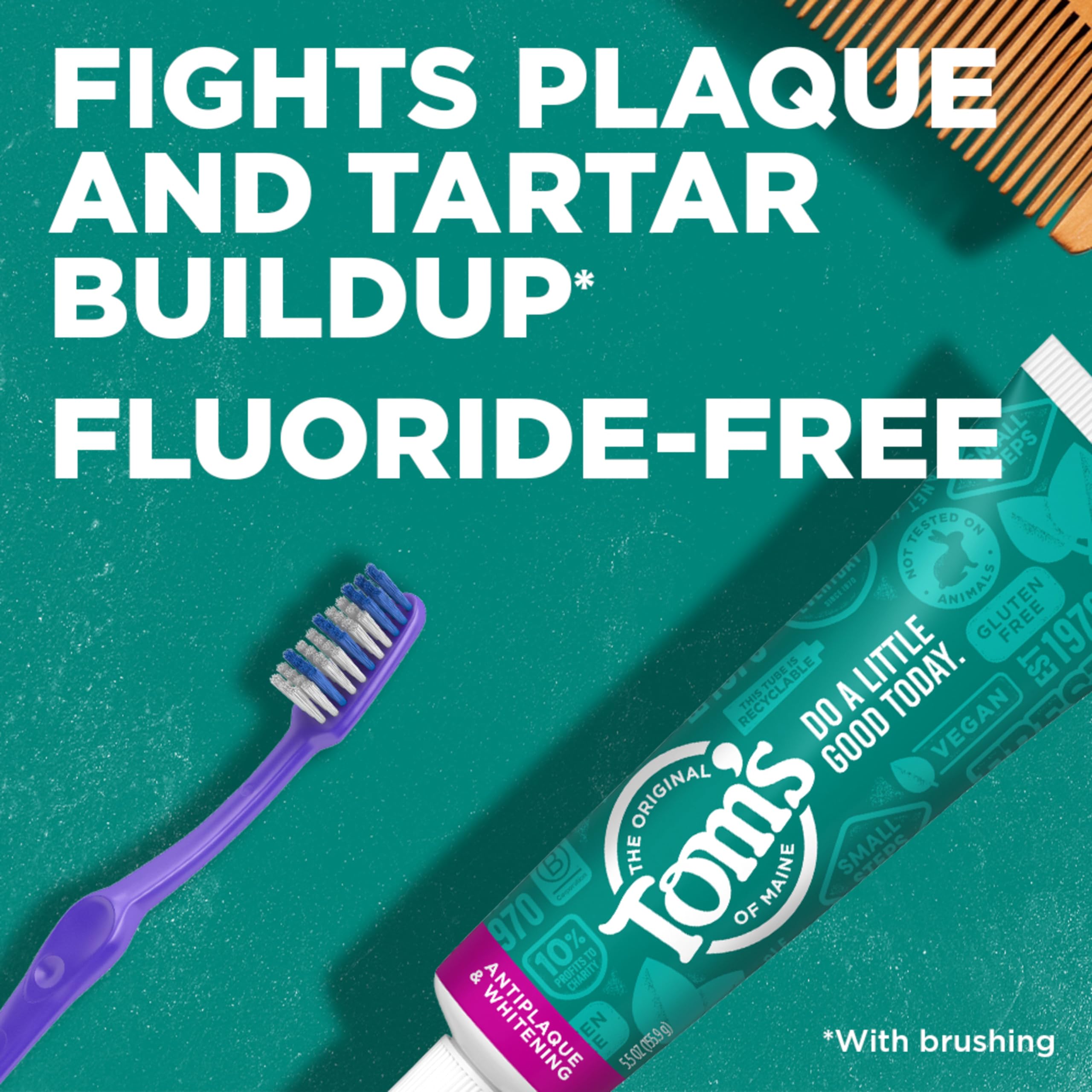 Tom's of Maine Fluoride-Free Antiplaque & Whitening Toothpaste - Natural Peppermint Flavor, Travel Size 1 oz (12-Pack) | Fresh Breath & Teeth Whitening for Home, Office & Travel Use