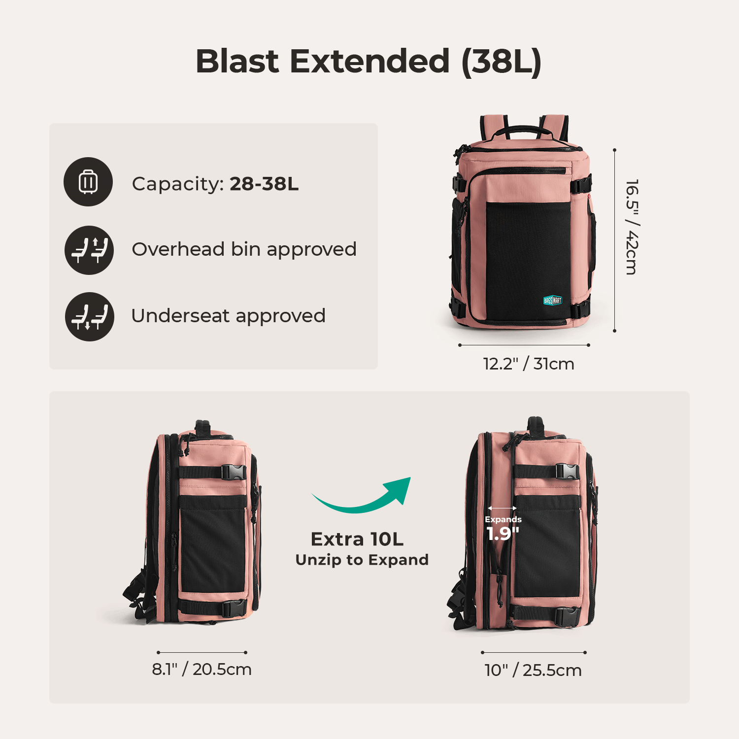 Blast Mesh Travel Backpack - Lightweight Durable Carry-On Backpack for Men & Women | Perfect for Air Travel, Hiking & Daily Commute