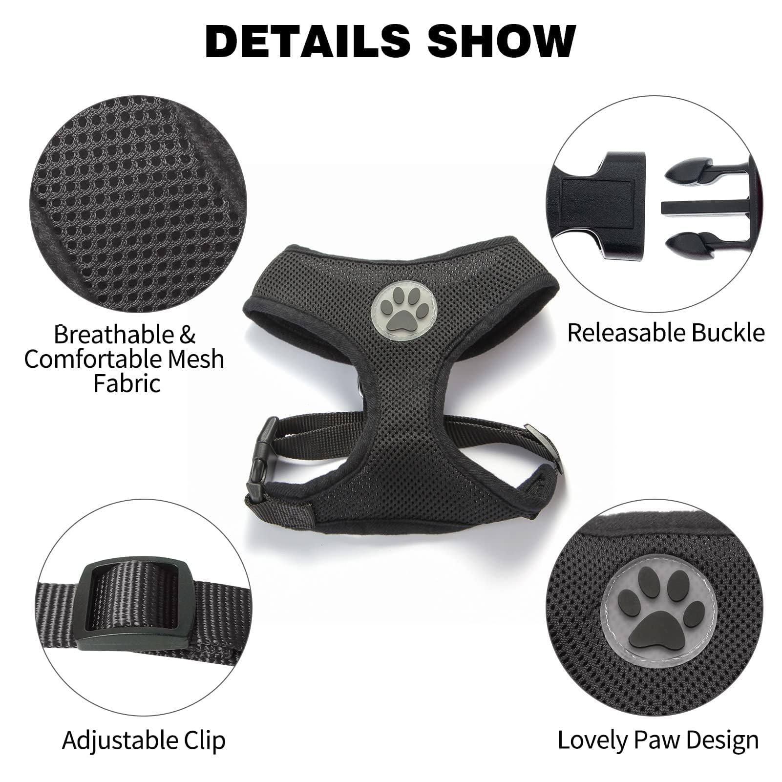 BINGPET Small & Medium Dog Harness - Breathable Mesh No-Pull Adjustable Pet Vest for Puppies & Cats | Perfect for Walking, Training & Outdoor Adventures
