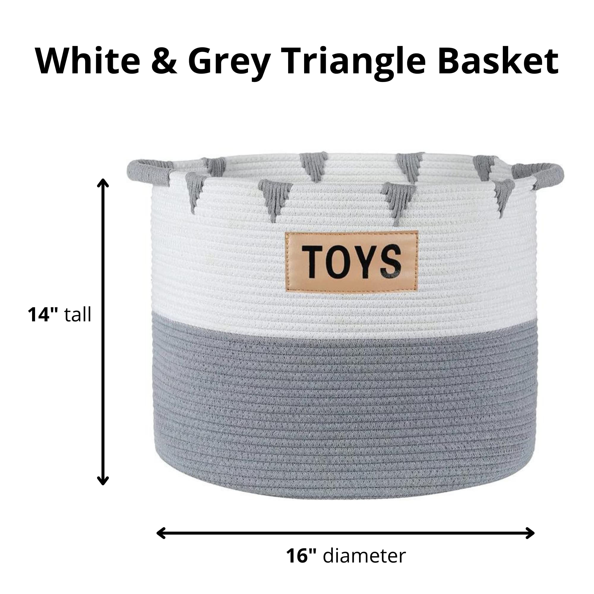 Midlee White & Grey Triangle Toys Basket - Stylish Storage for Kids' Toys, Nursery & Playroom Organization - Perfect for Home, Daycare & Play Areas