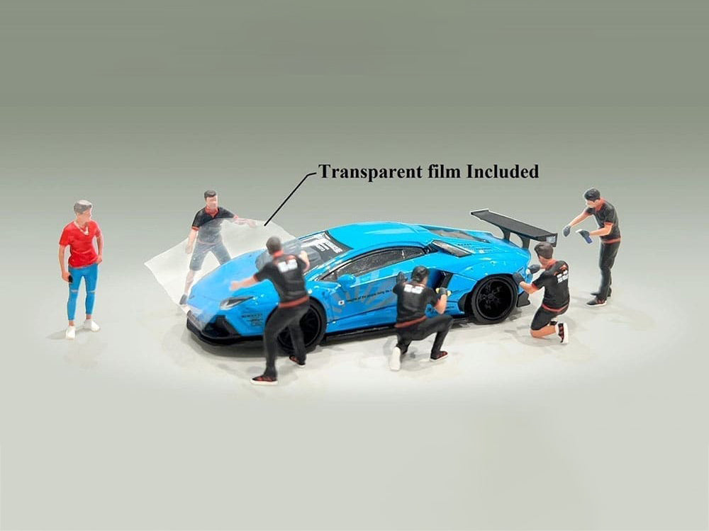 American Diorama Pro Wrap 6-Piece Diecast Car Figure Set - 1/64 Scale Collectible Limited Edition - Perfect for Model Car Displays & Diorama Scenes