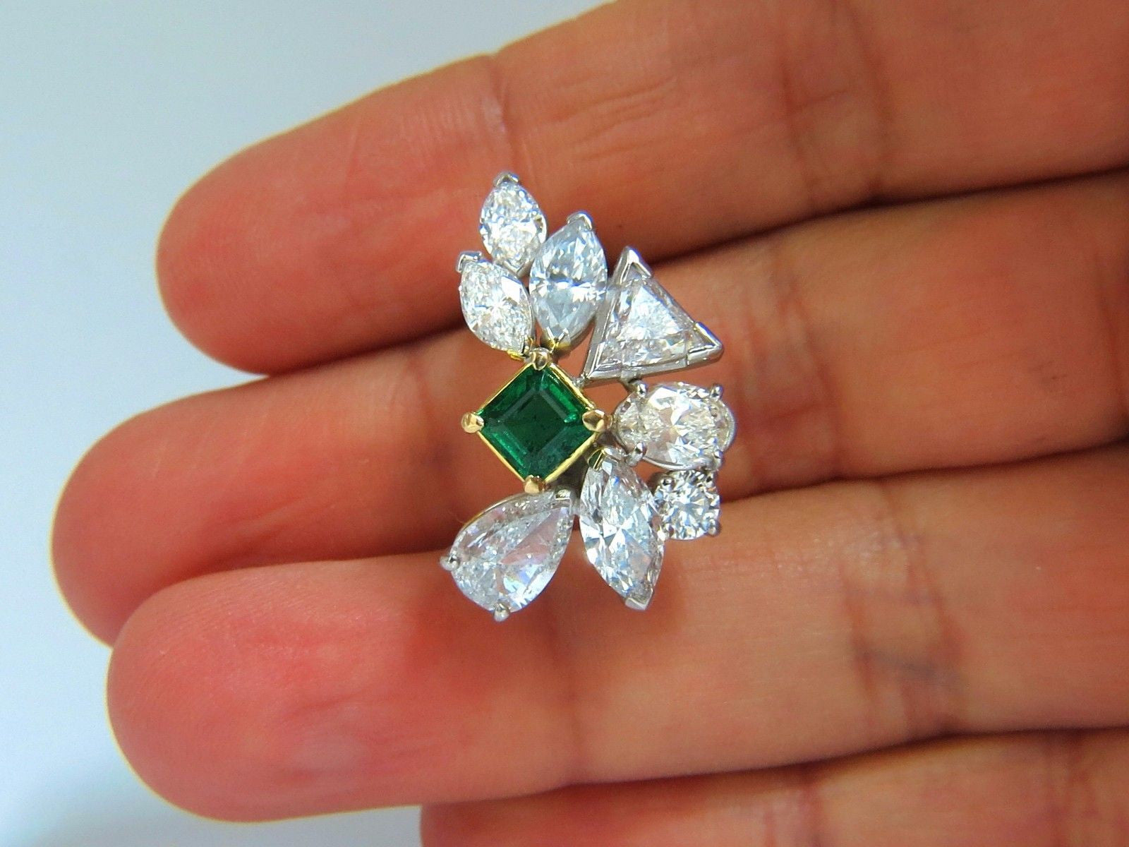10.90ct Natural Emerald and Diamond Crescent Cocktail Earrings | Elegant Statement Jewelry for Evening Parties, Weddings & Special Occasions