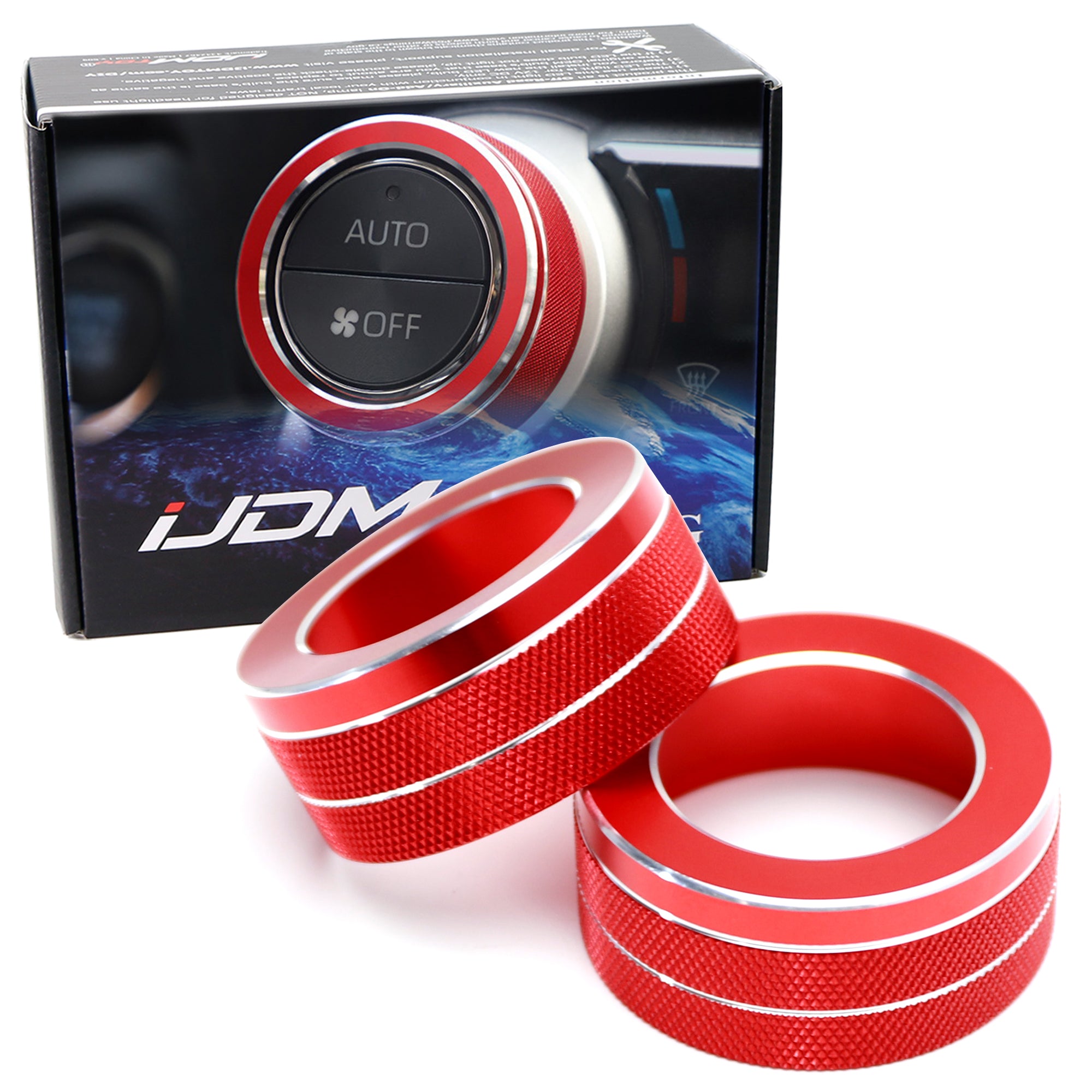 2-Piece Red Aluminum AC Climate Control Knob Covers for 2019-2024 Toyota RAV4 - Interior Car Accessories for Enhanced Style & Comfort (Perfect for Summer & Winter Temperature Control)