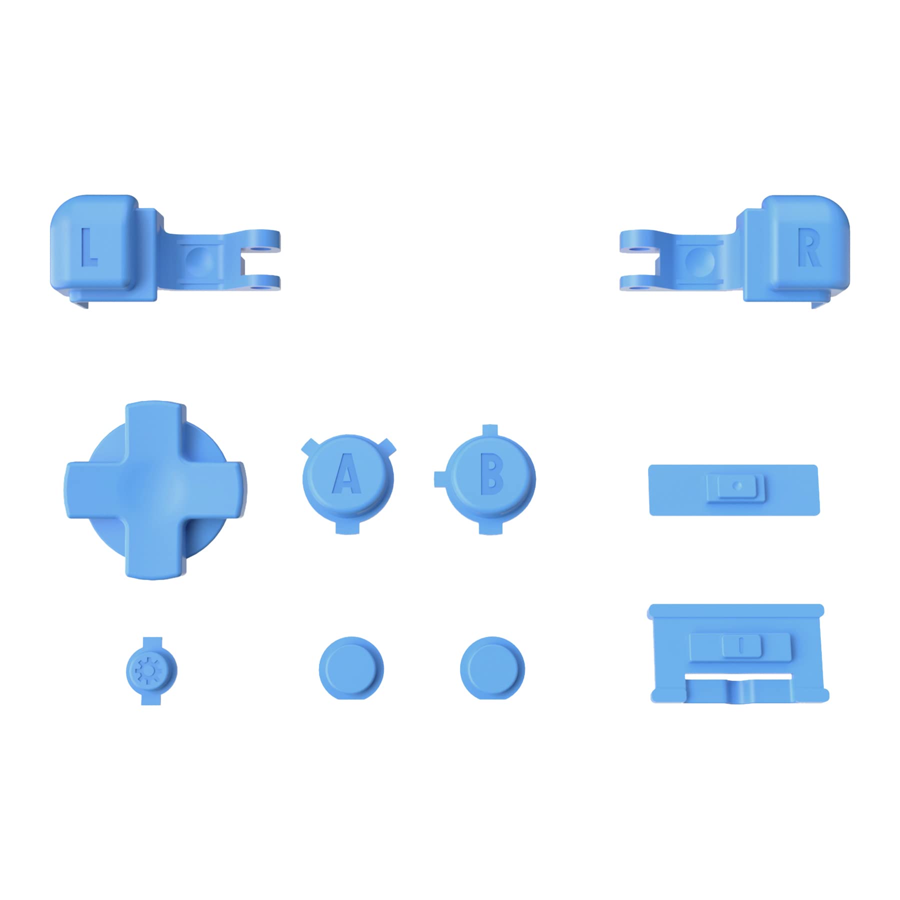 eXtremeRate Starlight Blue Custom Button Set for Gameboy Advance SP - Replacement A B L R Buttons, Power Switch, Volume Control & D-Pad for GBA SP Console (Console Not Included) - Perfect for Gaming Enthusiasts & Retro Console Modding