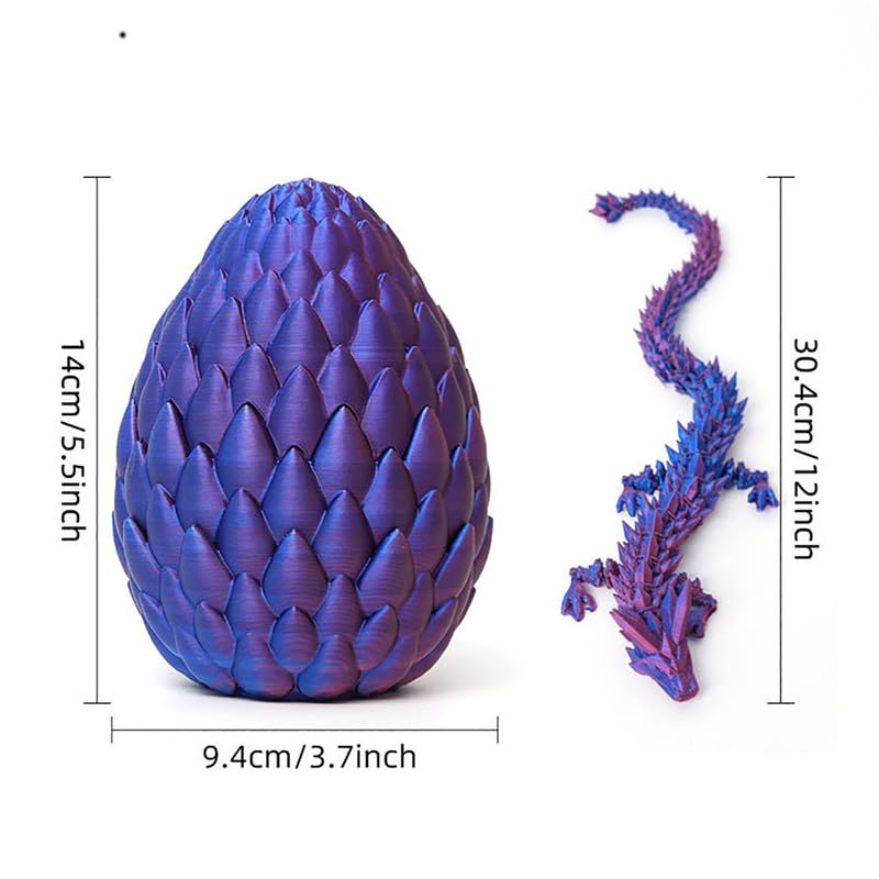3D Printed Dragon Egg Fidget Toy - 12 Inch Mystery Crystal Dragon for Adults, Autism & ADHD Relief - Lavender Purple - Perfect for Stress Relief, Focus & Sensory Play