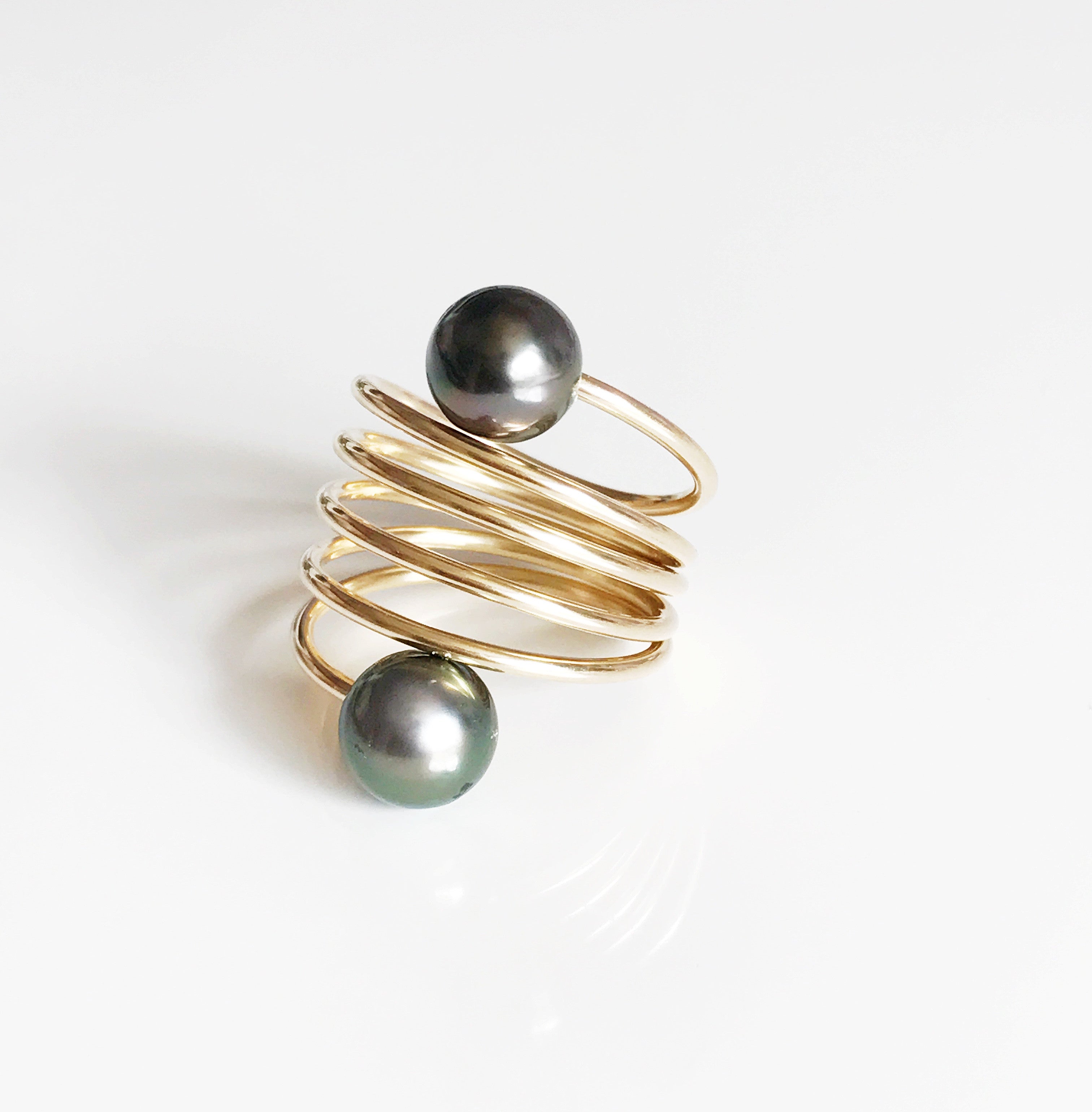 CAMILA Ring with Genuine Tahitian Pearls (R161) - Elegant Jewelry for Weddings, Parties & Special Occasions