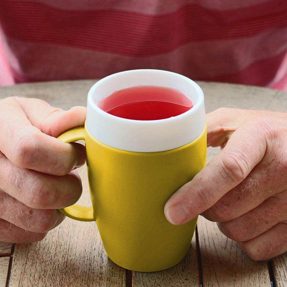 140ml Yellow Internal Cone Mug (Model 905) - Drinking Aid Cup for Elderly, Thermal Coffee Mug with Spill-Proof Design | Perfect for Hot Beverages, Assisted Living & Handicap Accessibility
