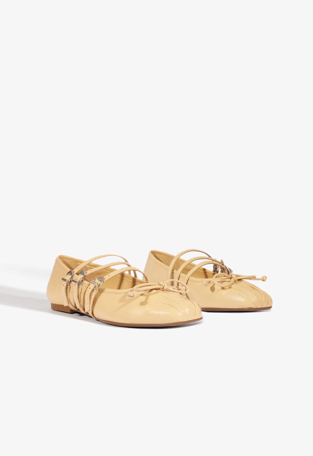 Arissa Women's Beige Leather Ballet Flats - Comfortable & Stylish Shoes for Work, Casual Wear & Travel