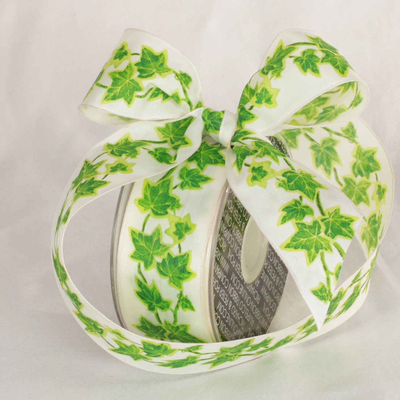 White and Green Ivy Print Wired Craft Ribbon - 1.5 Inch x 54 Yards for Gift Wrapping, Floral Arrangements, and DIY Wedding Decorations